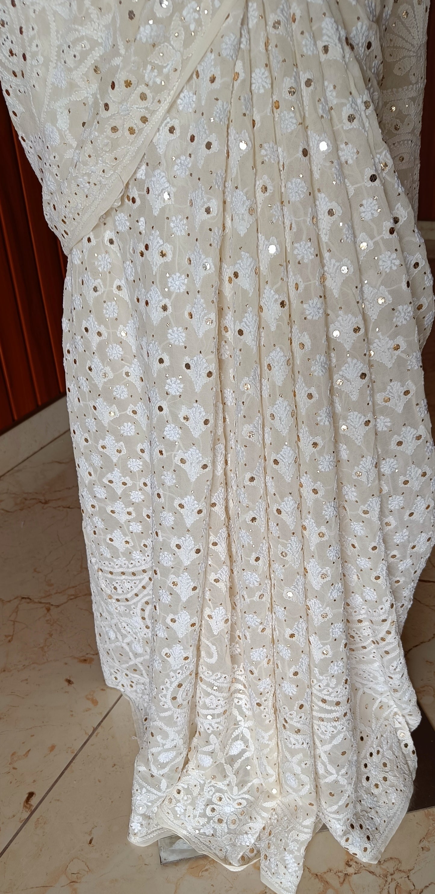 Ruhani Allover Chikankari and Mukaish Saree