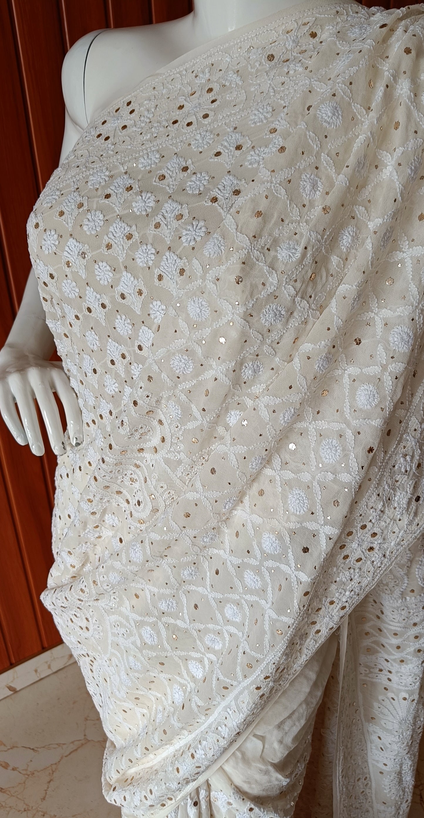 Ruhani Allover Chikankari and Mukaish Saree