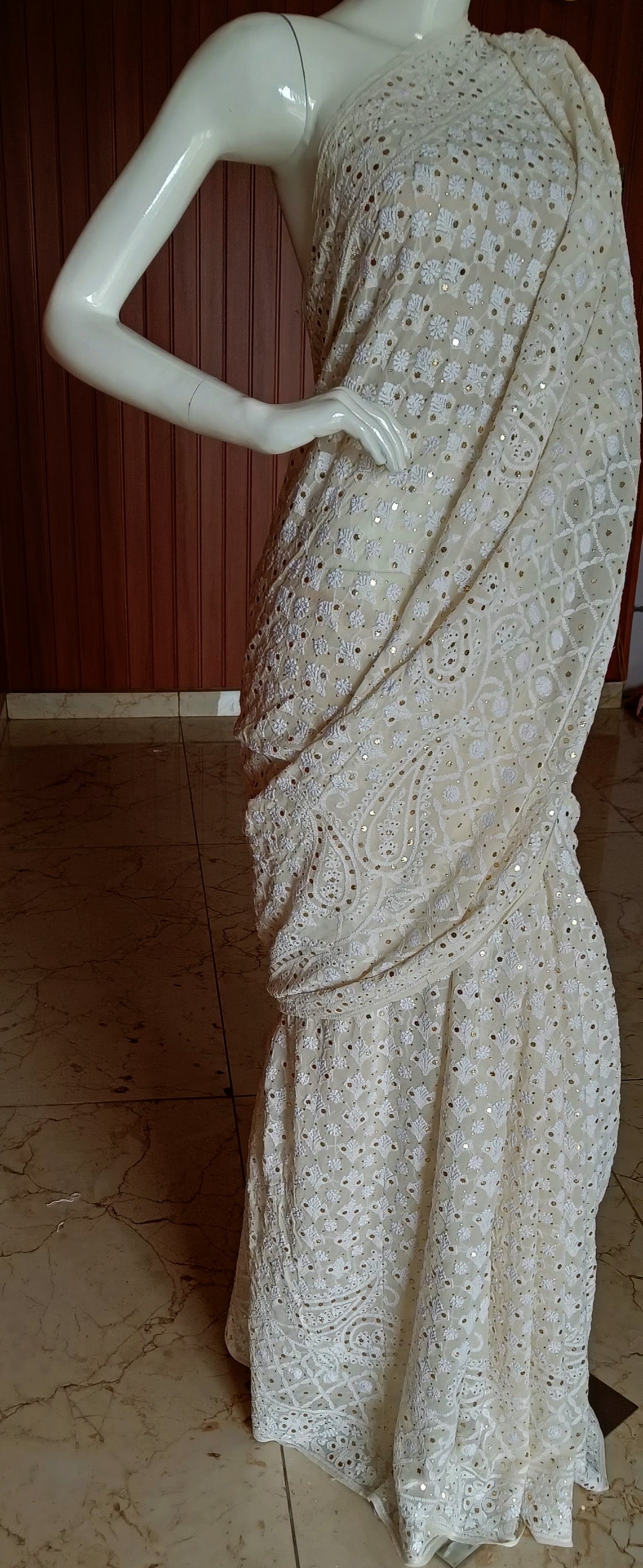 Ruhani Allover Chikankari and Mukaish Saree