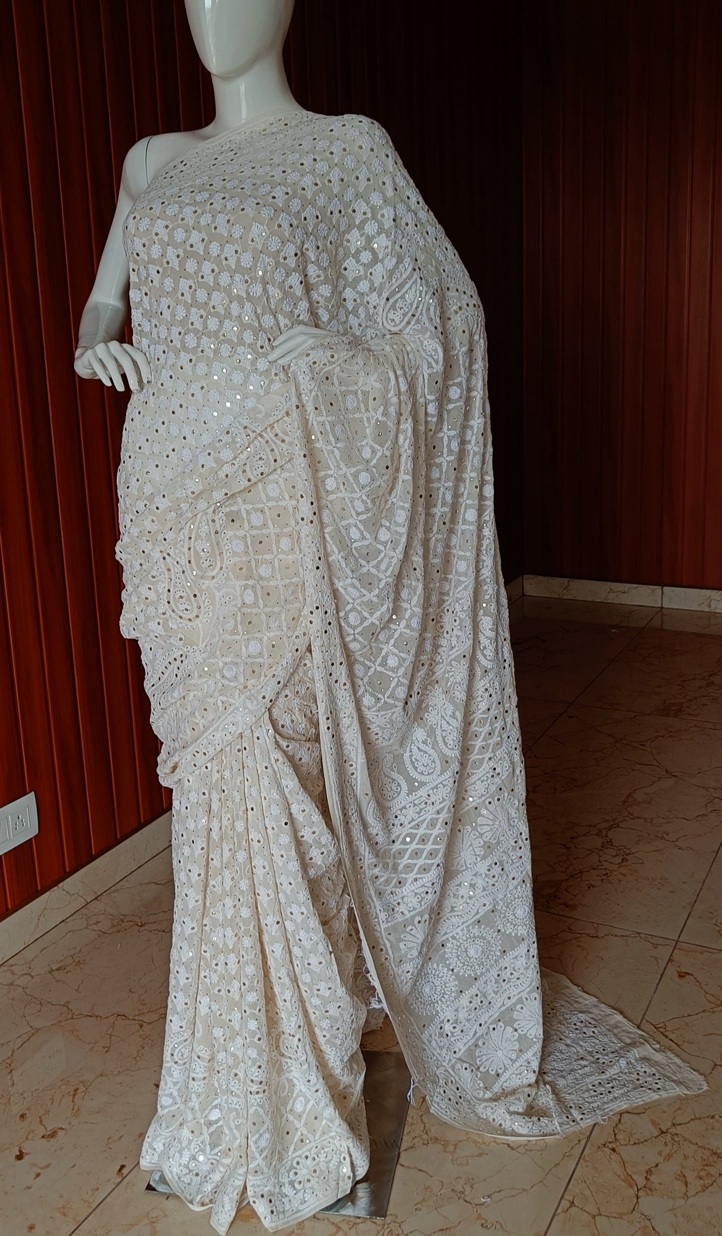 Ruhani Allover Chikankari and Mukaish Saree