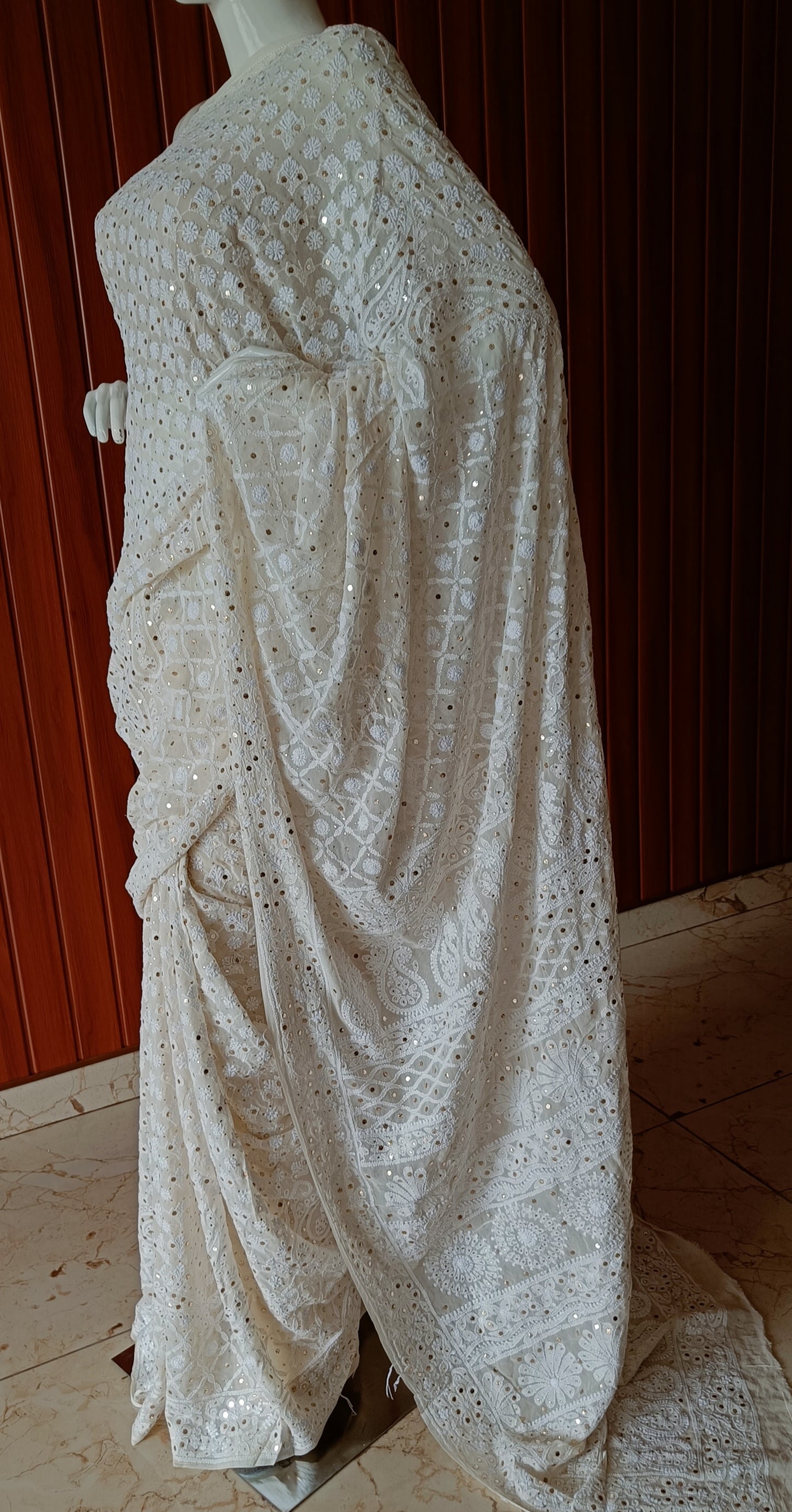 Ruhani Allover Chikankari and Mukaish Saree