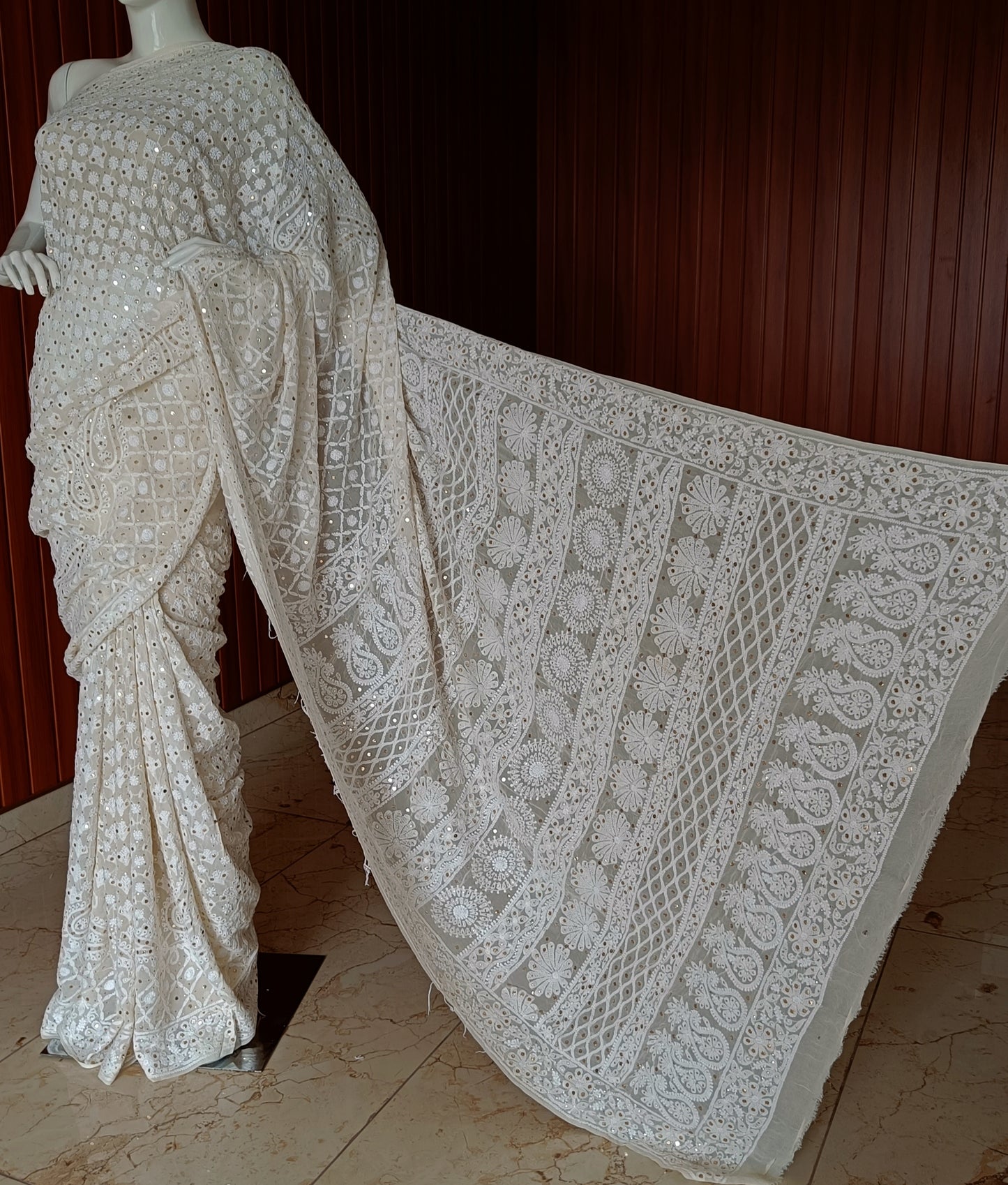 Ruhani Allover Chikankari and Mukaish Saree