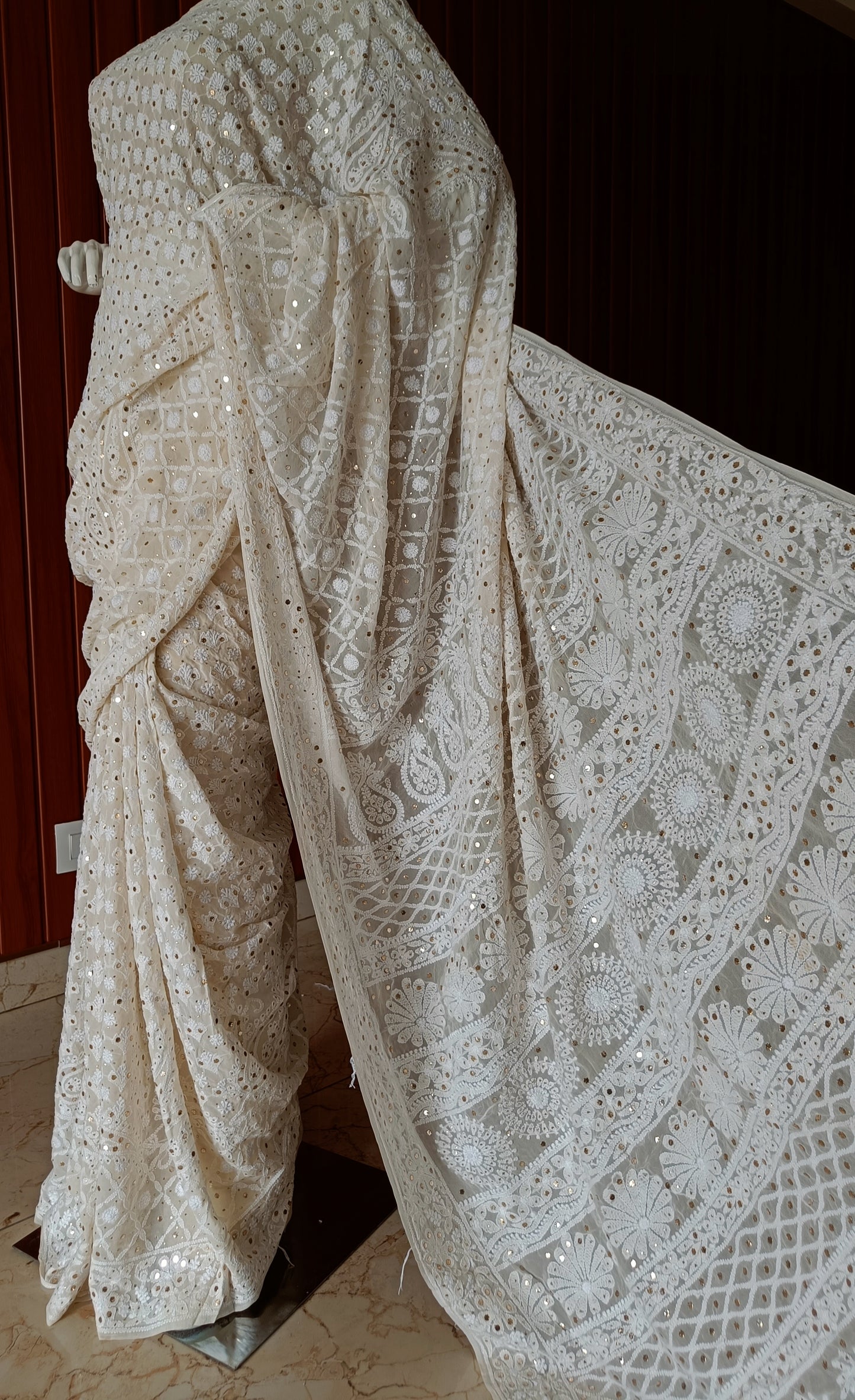 Ruhani Allover Chikankari and Mukaish Saree