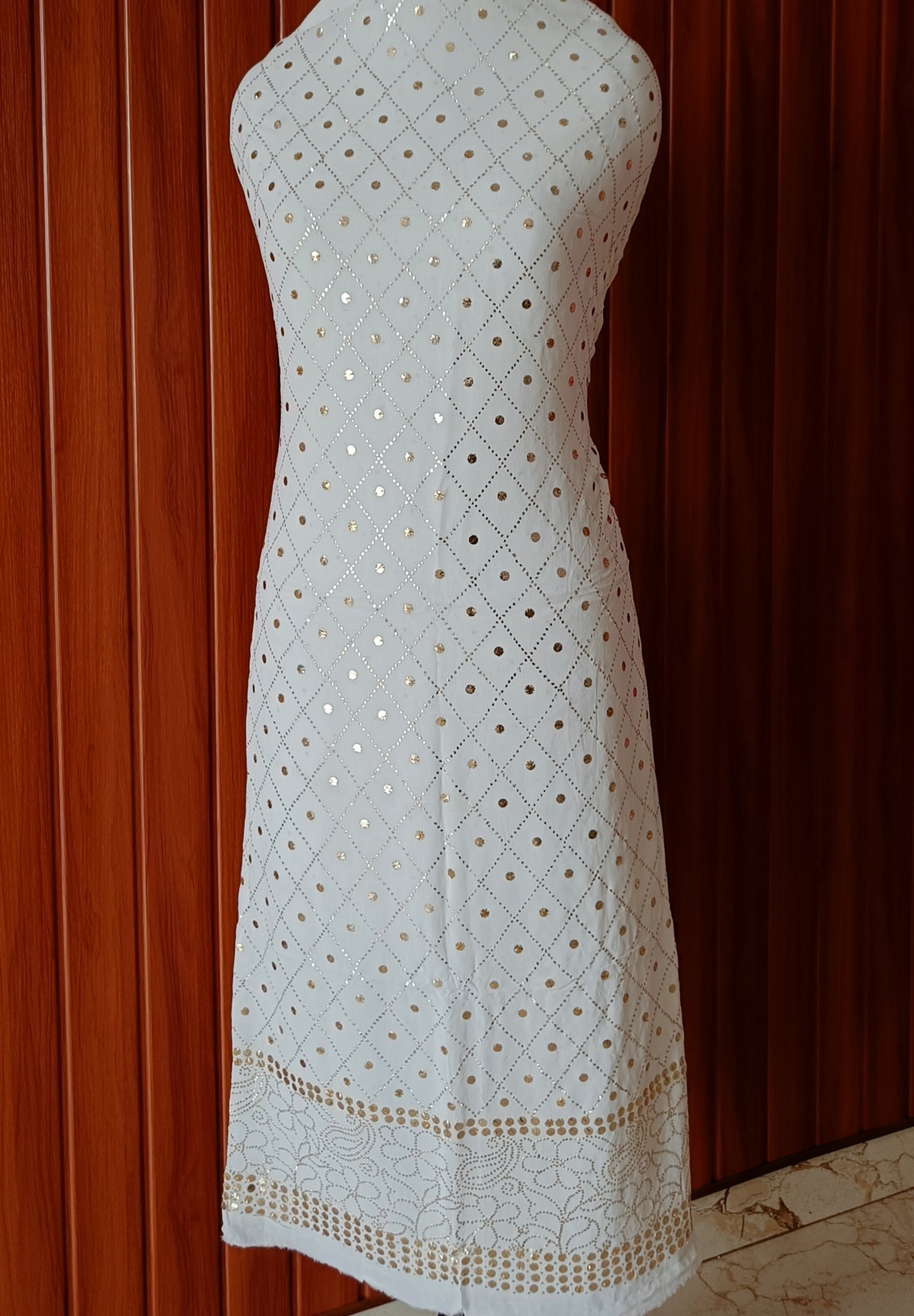 White Mukaish Work Kurta and Dupatta Set