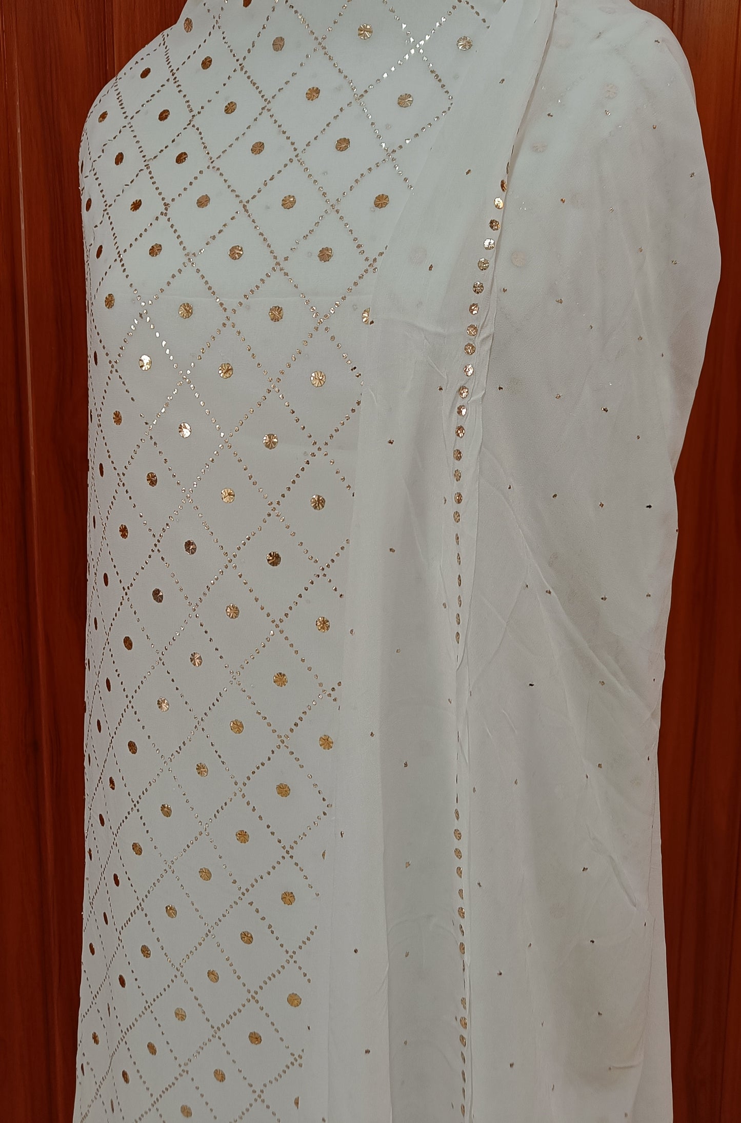 White Mukaish Work Kurta and Dupatta Set
