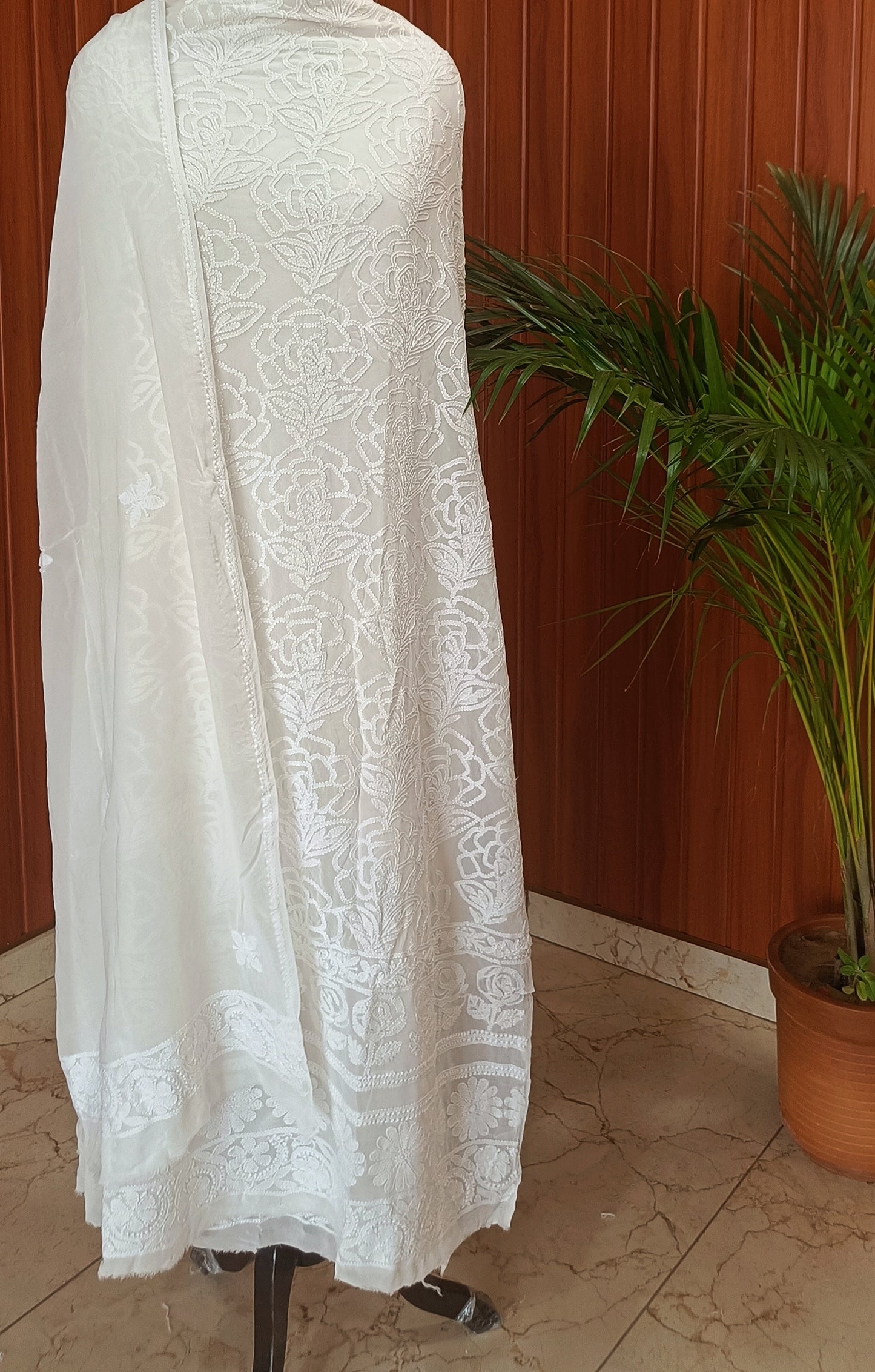 Pure georgette fine Chikankari Kurta and Dupatta