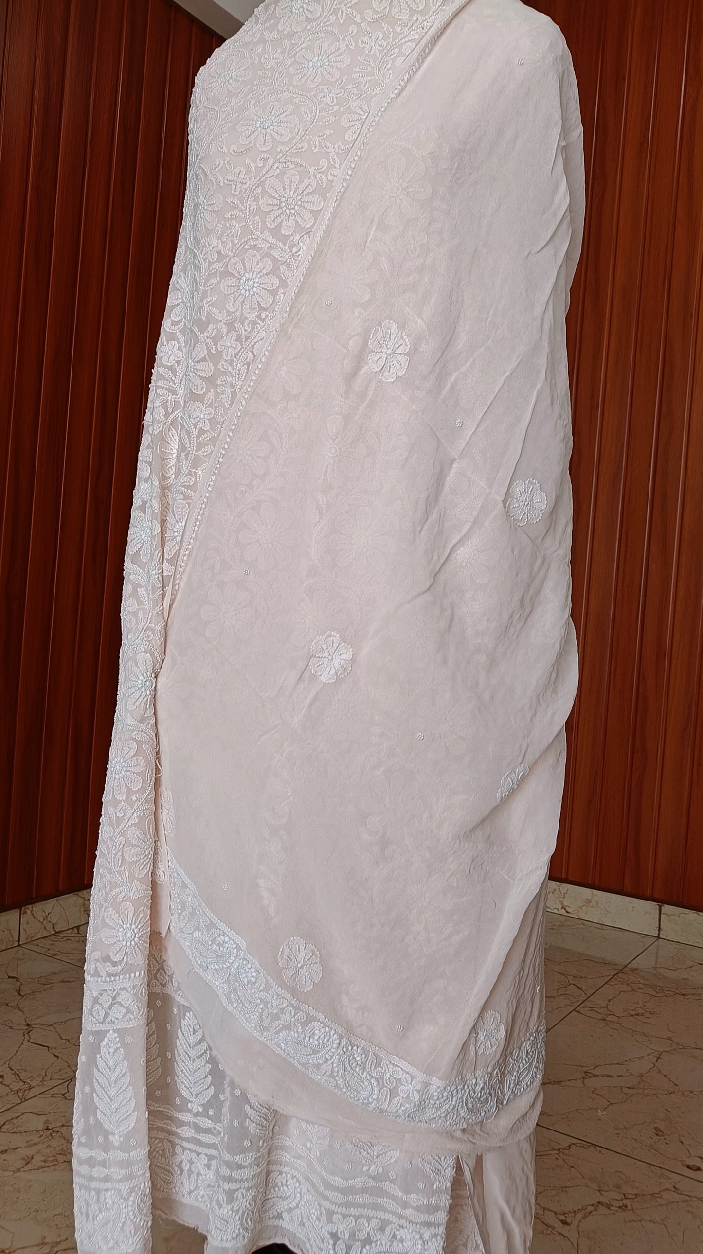 Powder Pink fine Chikankari and Pearl Embroidered Kurta and Dupatta