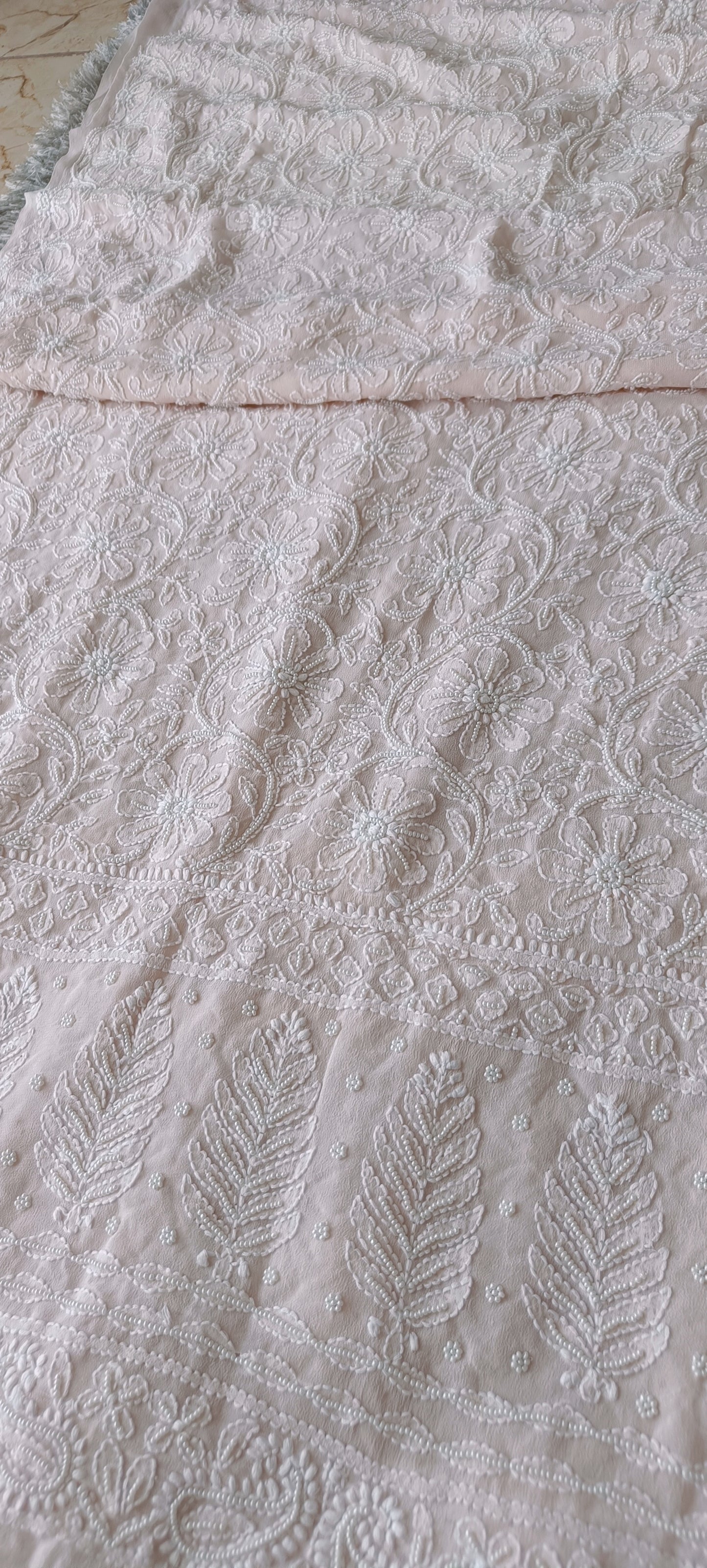 Powder Pink fine Chikankari and Pearl Embroidered Kurta and Dupatta