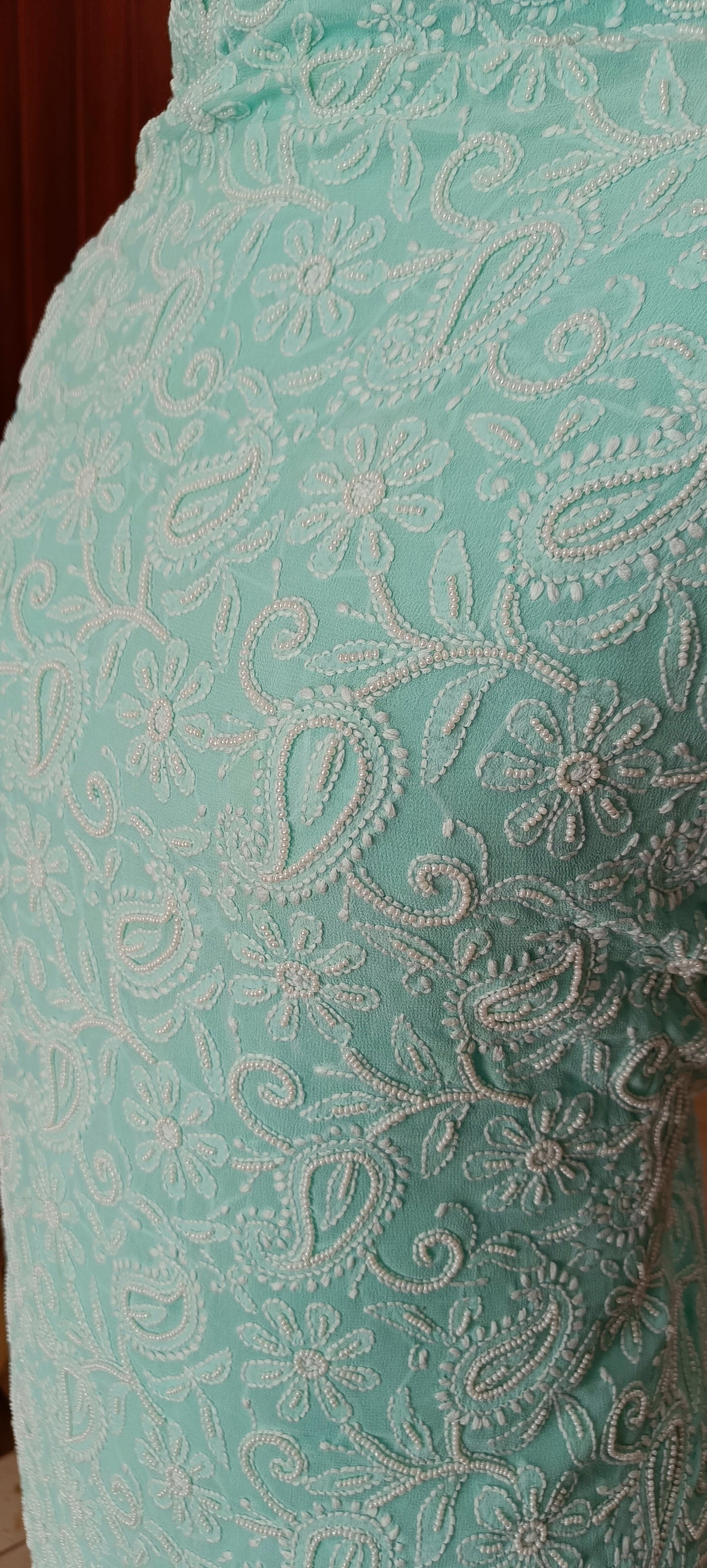 Sea Green fine Chikankari and Pearl Embroidered Kurta and Dupatta