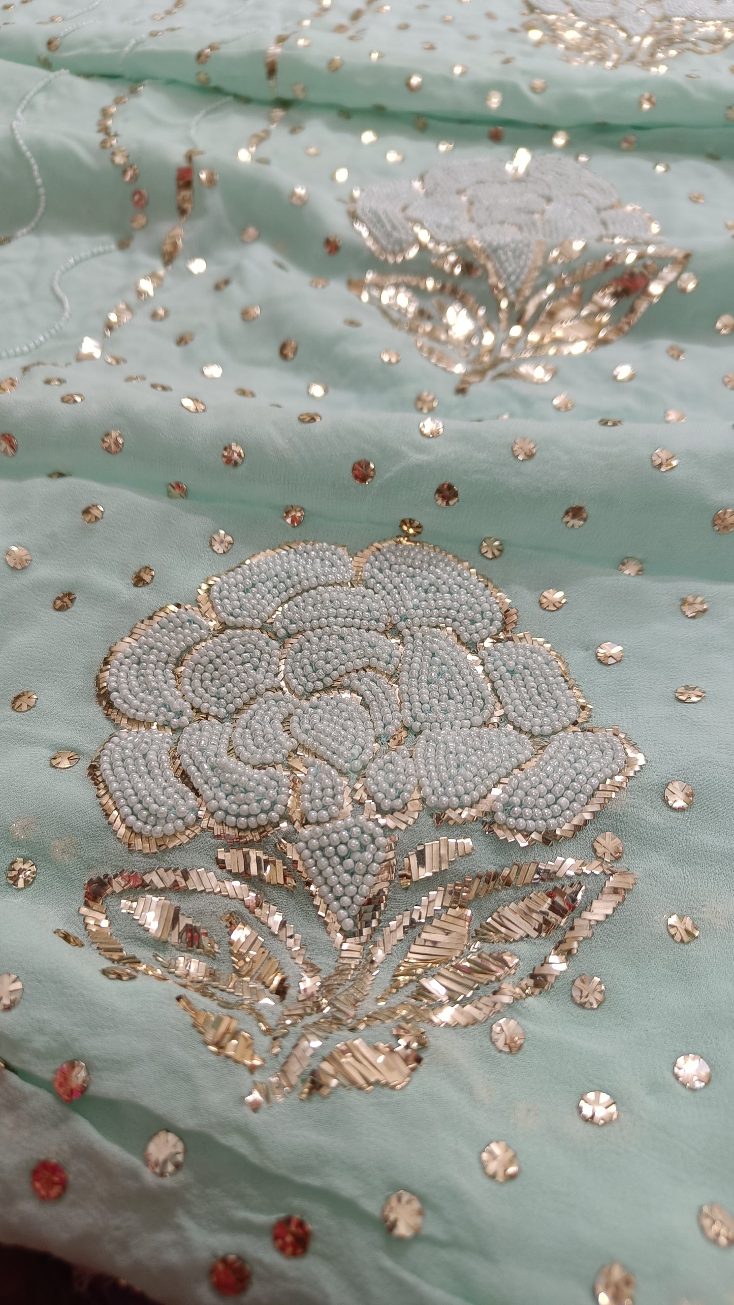 Ruhani Sea Green Badla and Pearl Embroidered Kurta & Dupatta Set (Copy)
