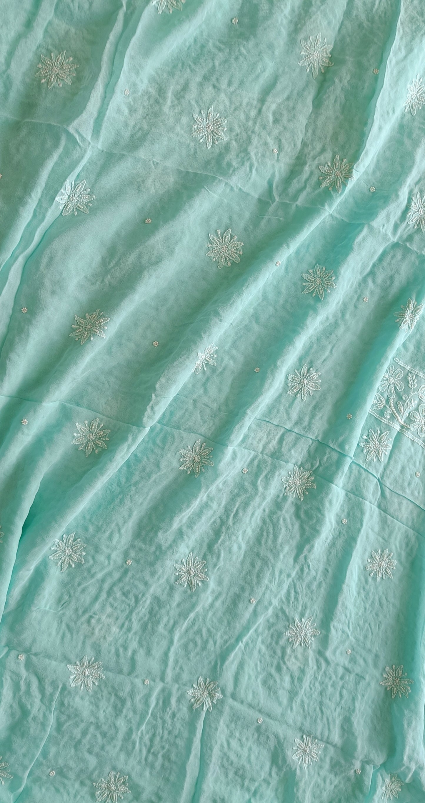 Sea Green fine Chikankari and Pearl Embroidered Kurta and Dupatta