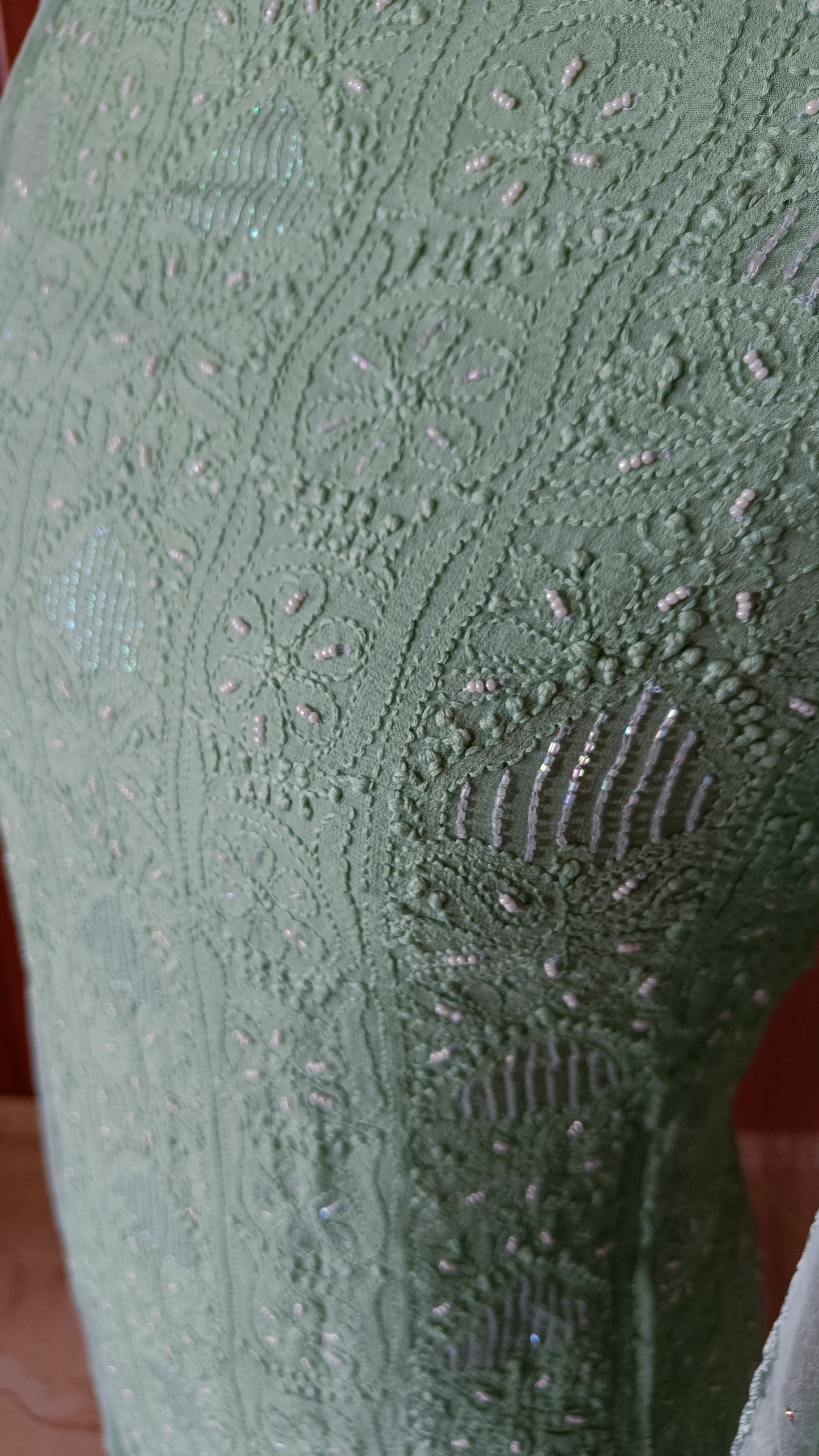 Sage Green Chikankari Pearl and Cut Dana work Kurta and Dupatta