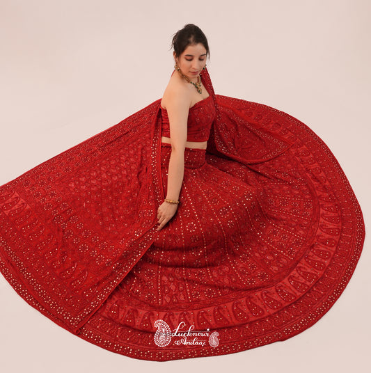 Ruhani Red Exclusive Wedding Lehenga