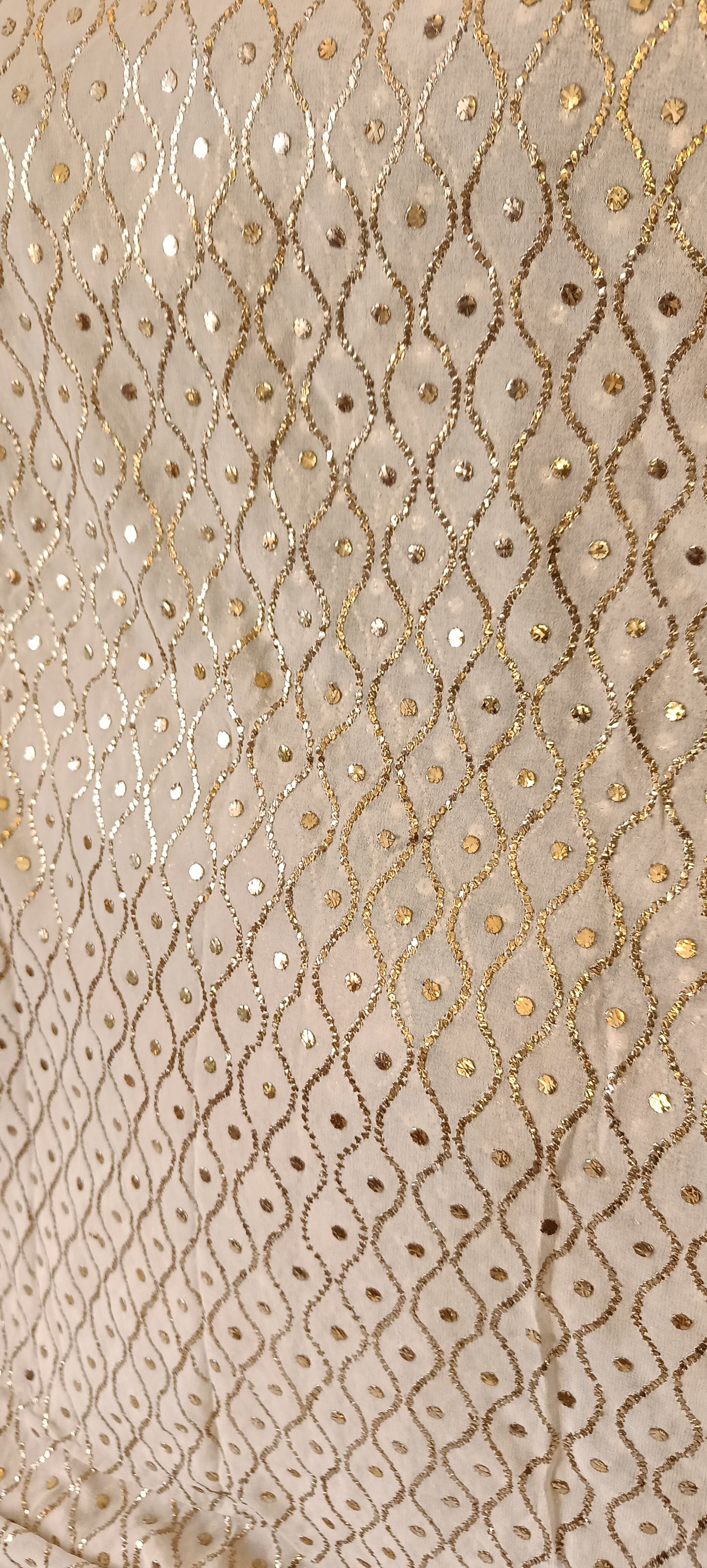 Ruhani Ivory Pure Georgette Allover Badla and Mukaish Running Material