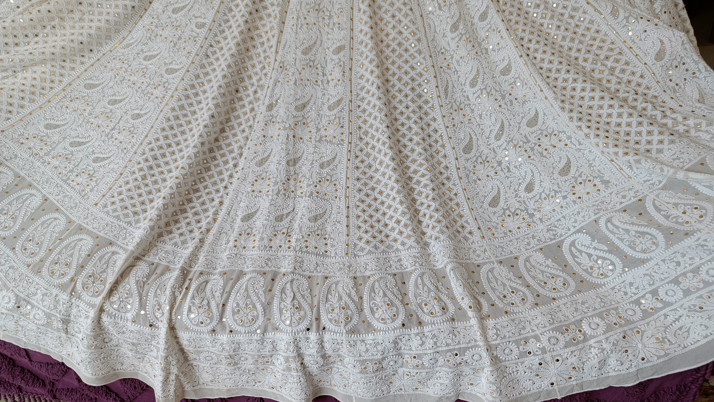Ruhani Ivory allover Chikankari and mukaish lehenga skirt