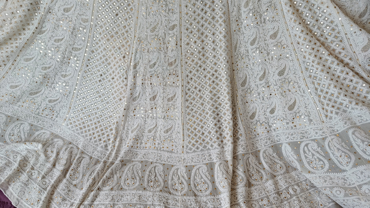 Ruhani Ivory allover Chikankari and mukaish lehenga skirt