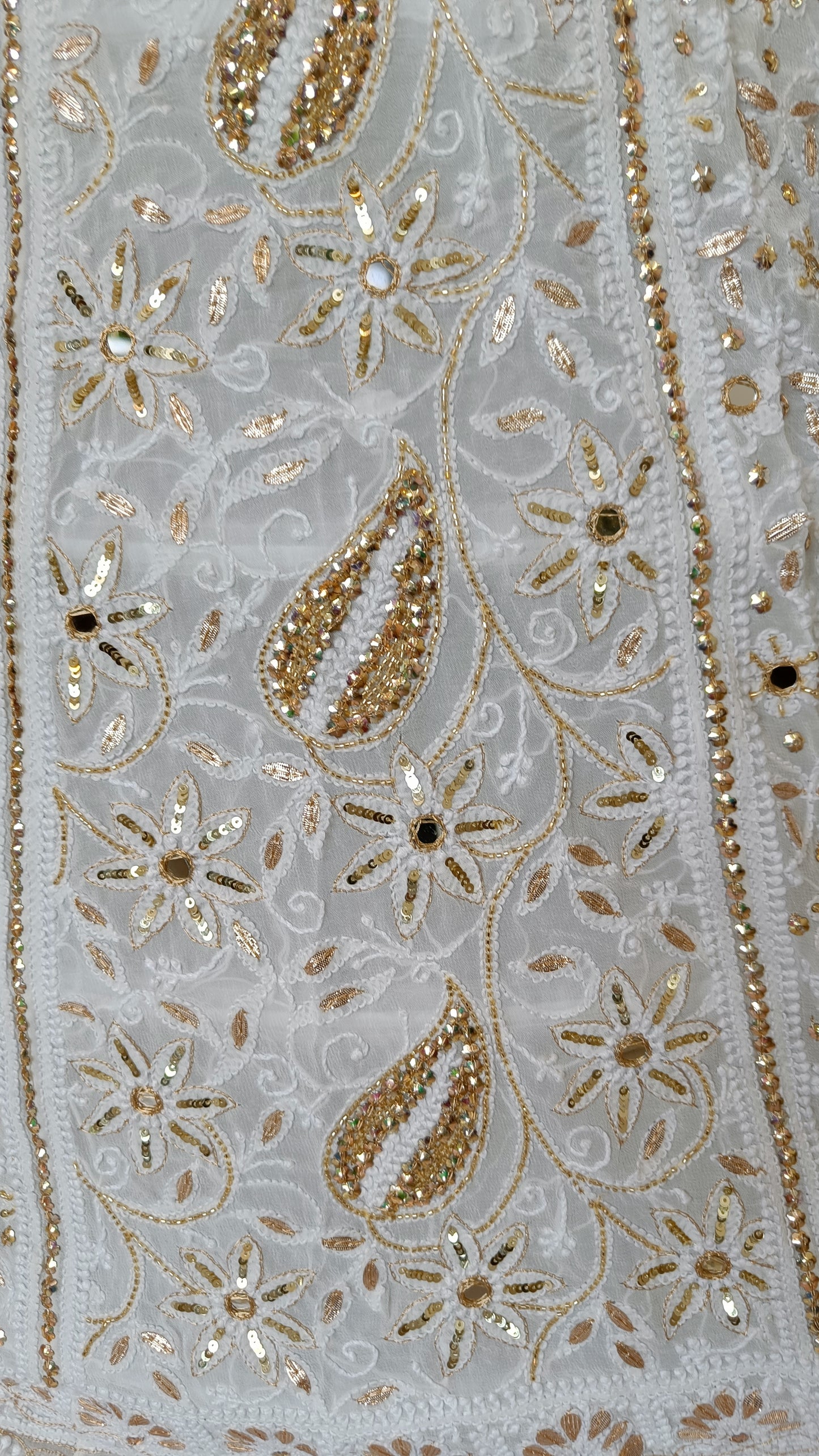 Ivory designer lehenga skirt with allover Chikankari and heavy embellishments Lehenga skirt