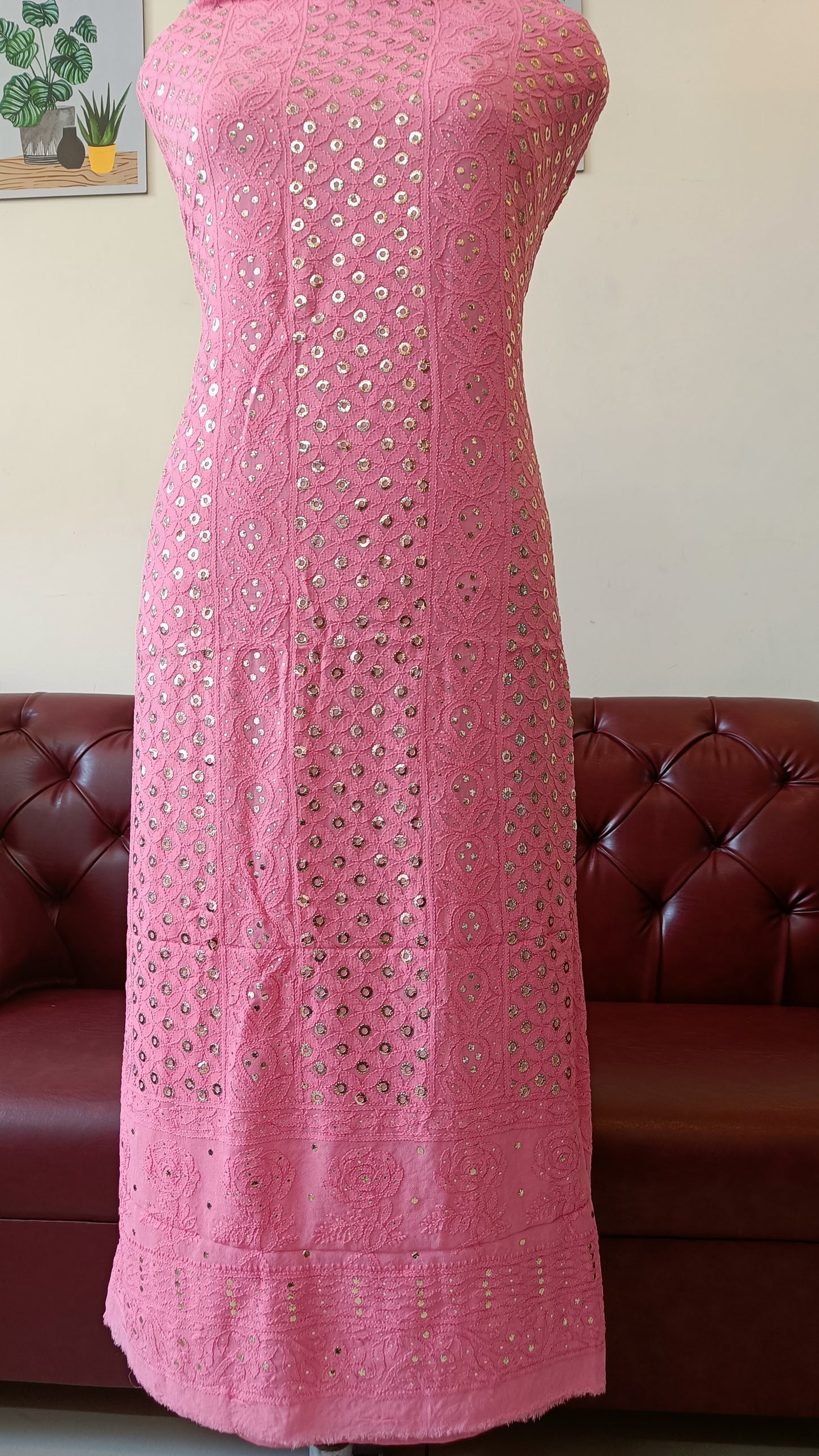 Pink Chikankari and Ring Mukaish Kurta and Dupatta set