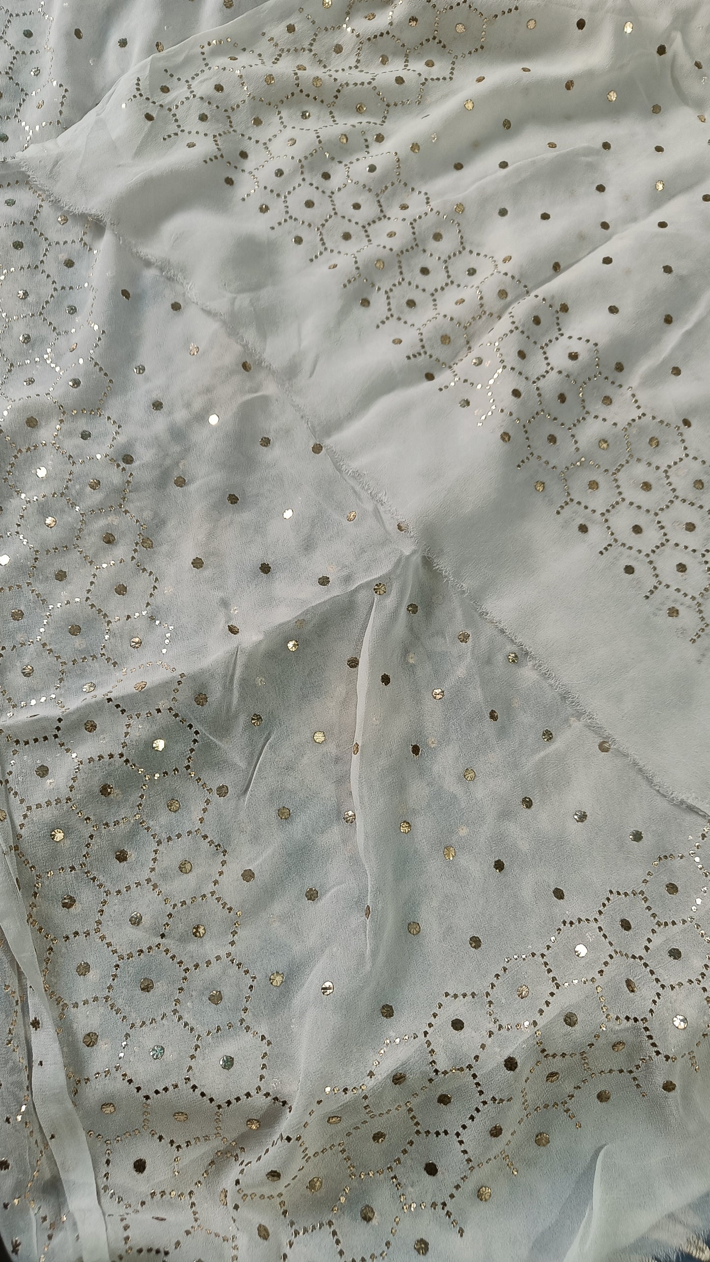 White allover Heavy Mukaish Dyeable dupatta