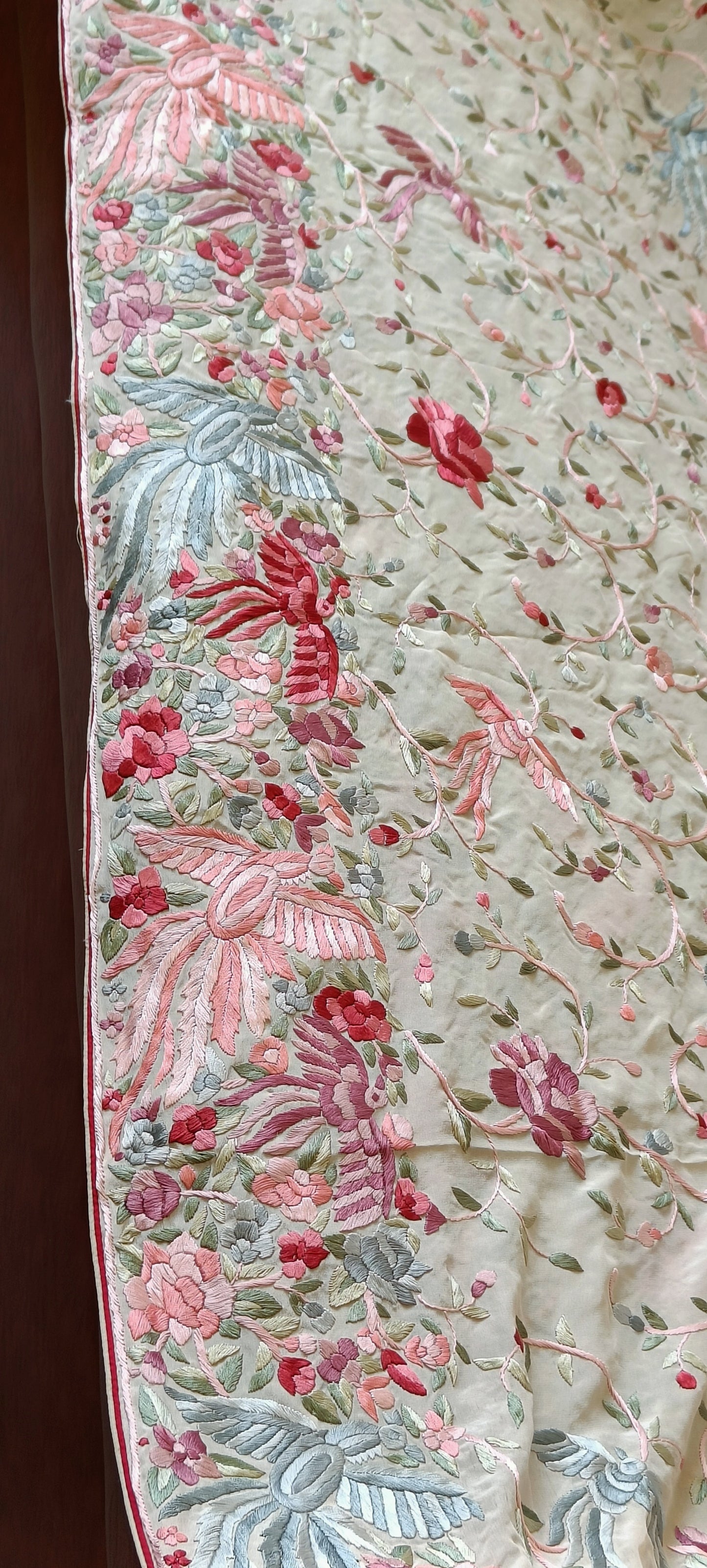 Champagne Masterpiece Parsi Gara Pure Crepe Saree