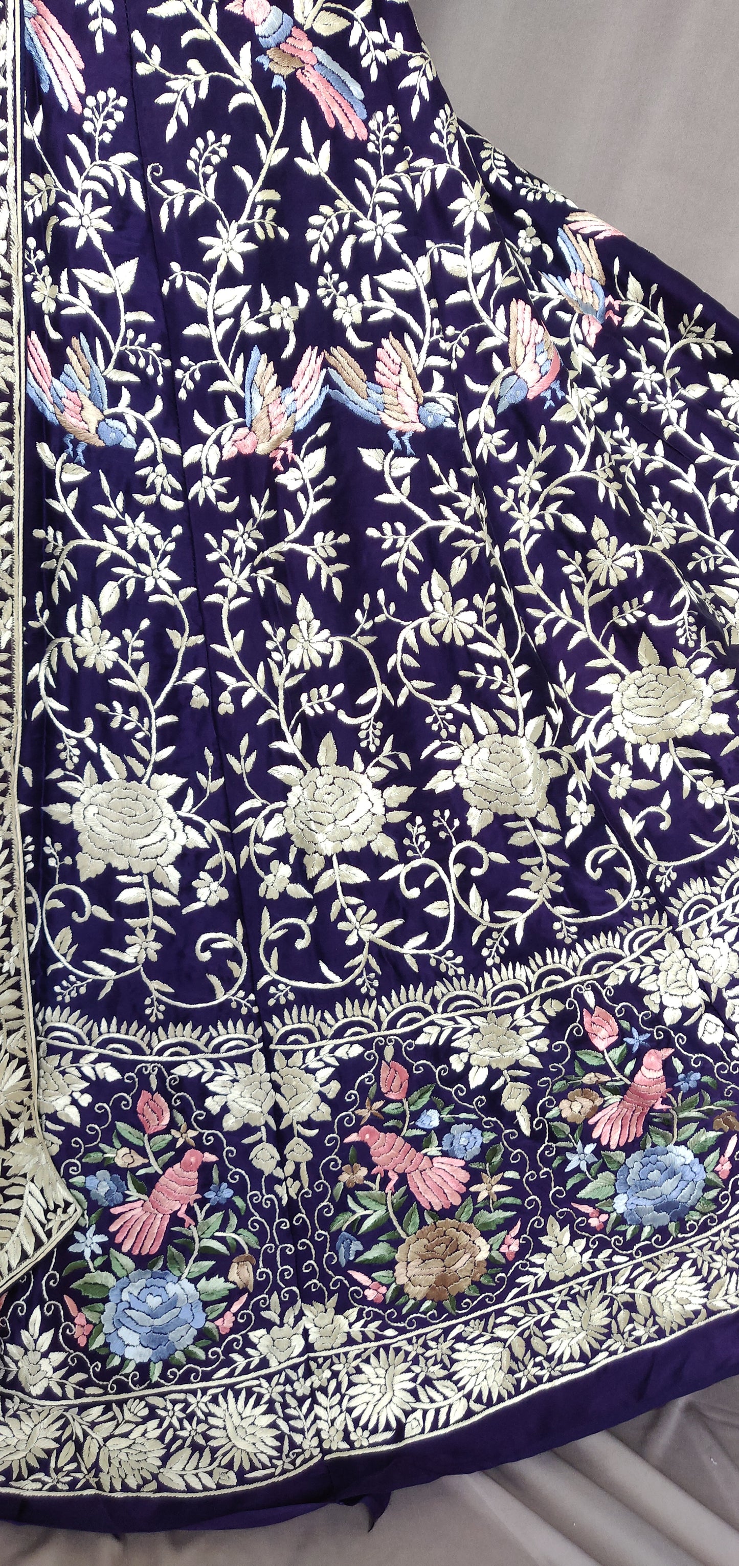 Indigo masterpiece parsi gara hand embroidered lehenga set