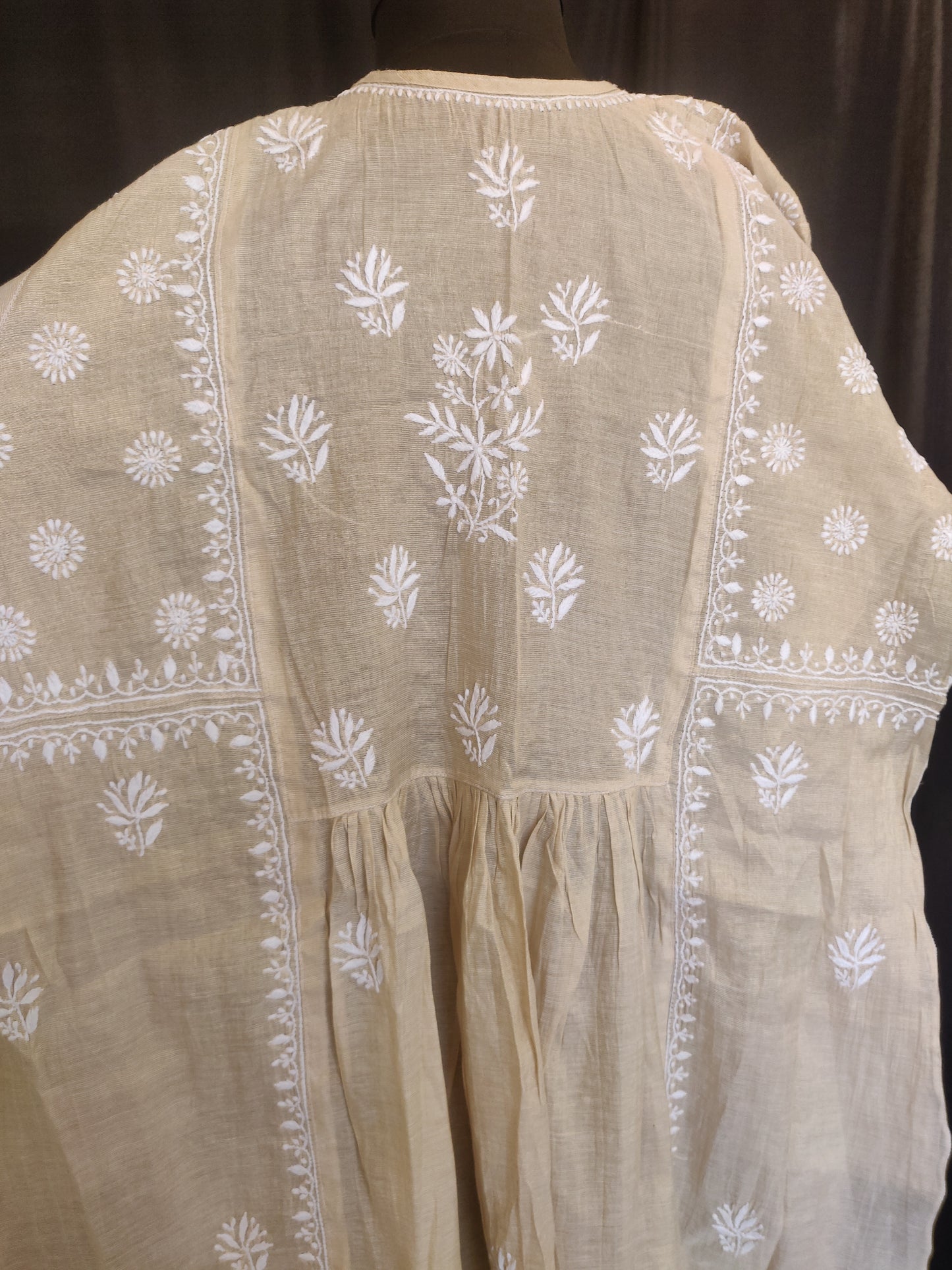 Tissue chanderi fine chikankari kurta and dupatta