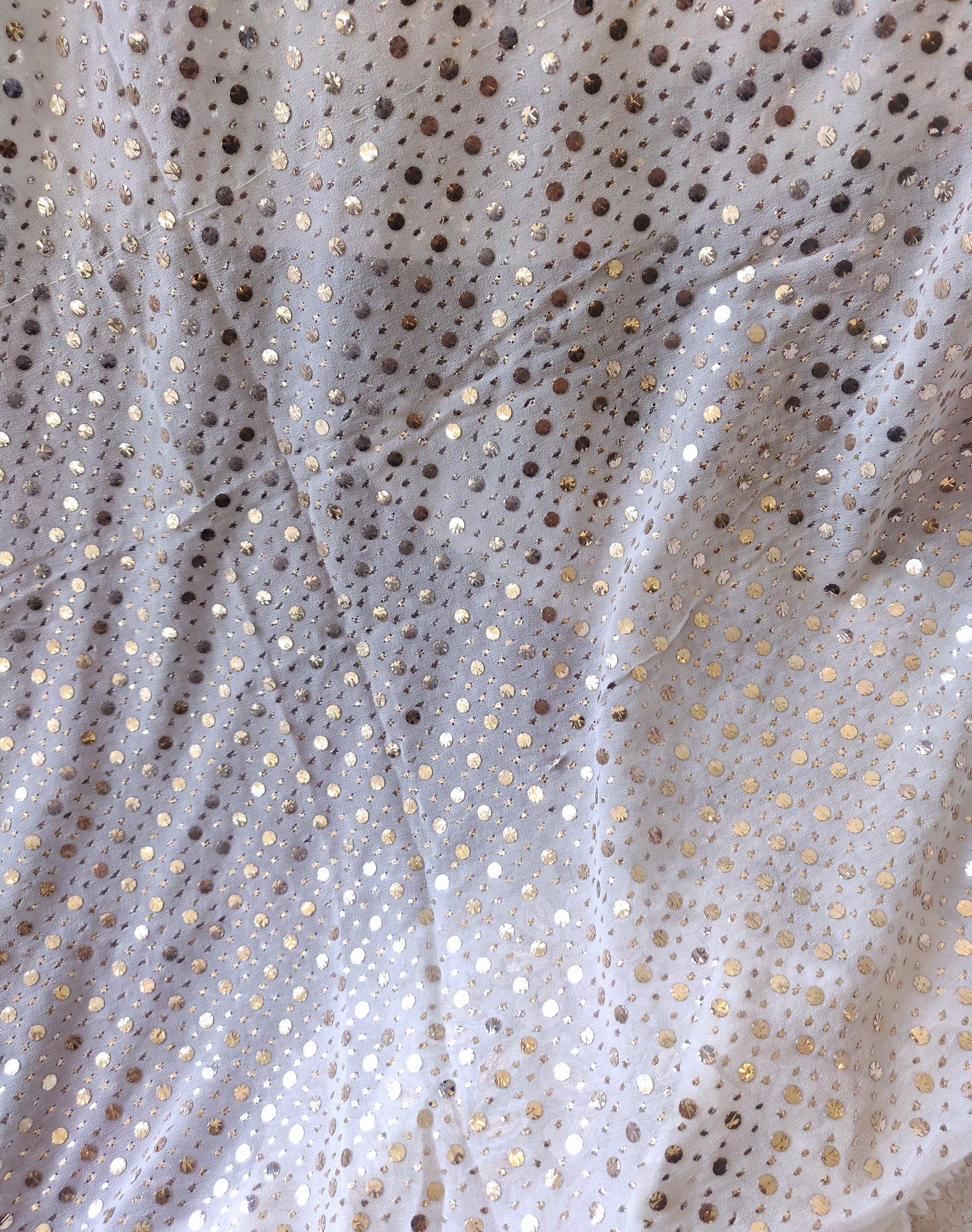 Ruhani Ivory pure georgette allover heavy mukaish running material