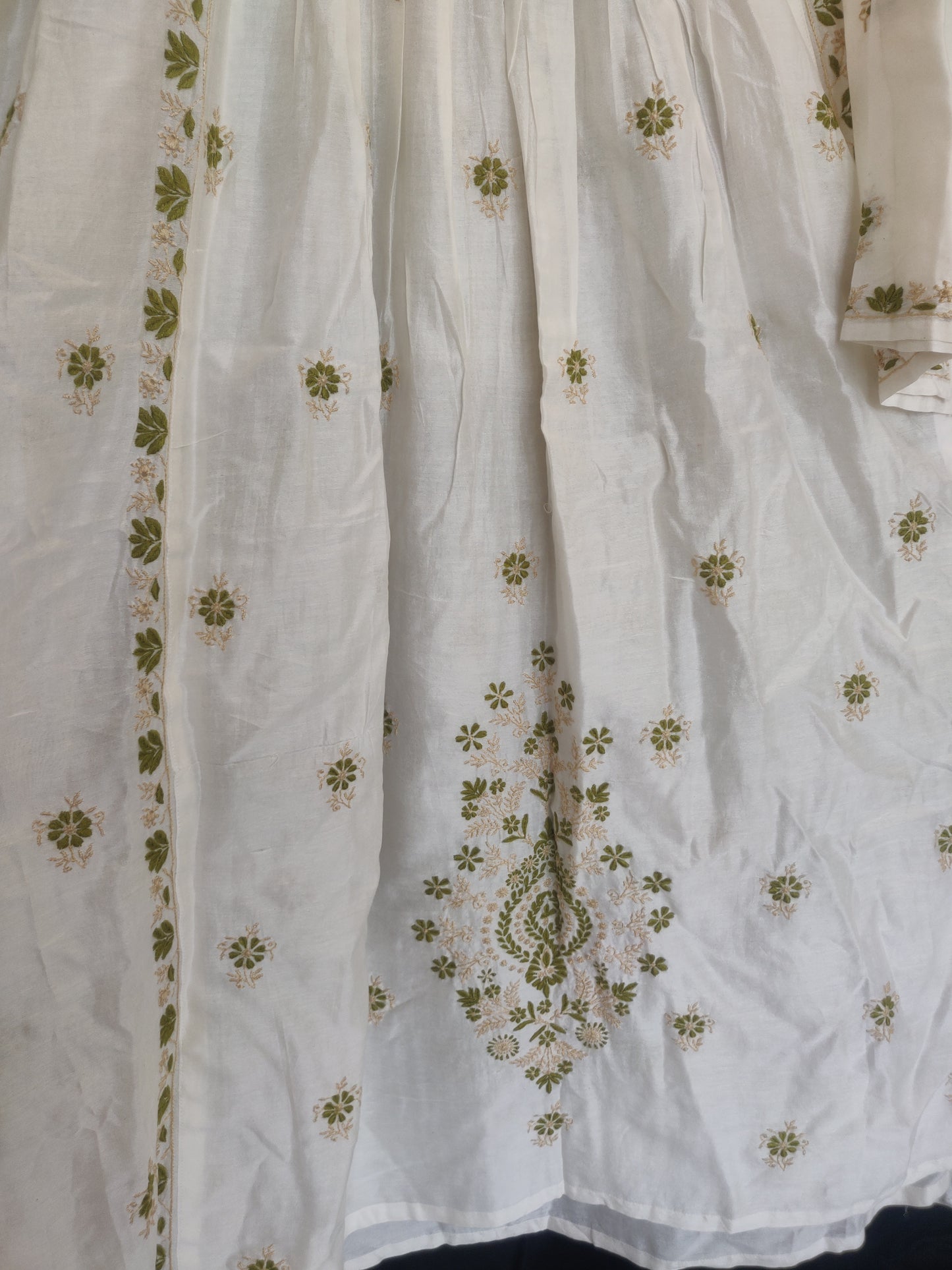 Ivory chanderi silk fine chikankari kurta and dupatta