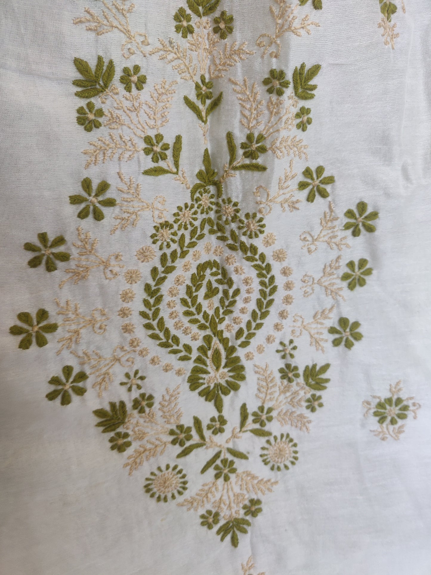 Ivory chanderi silk fine chikankari kurta and dupatta