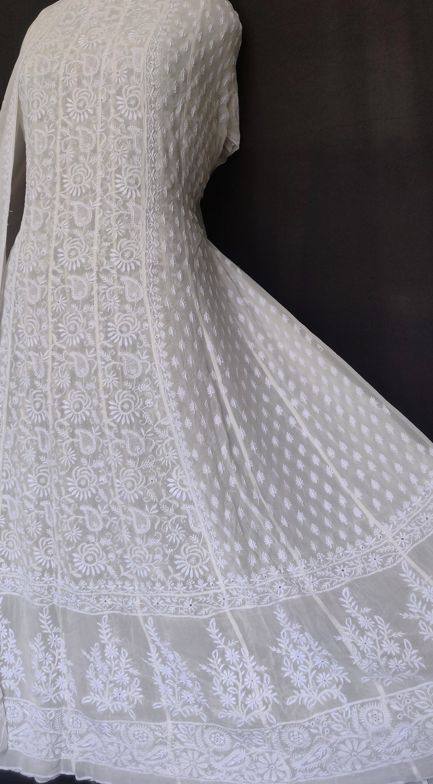 Ruhani allover finest 3 taar chikankari anarkali with dupatta
