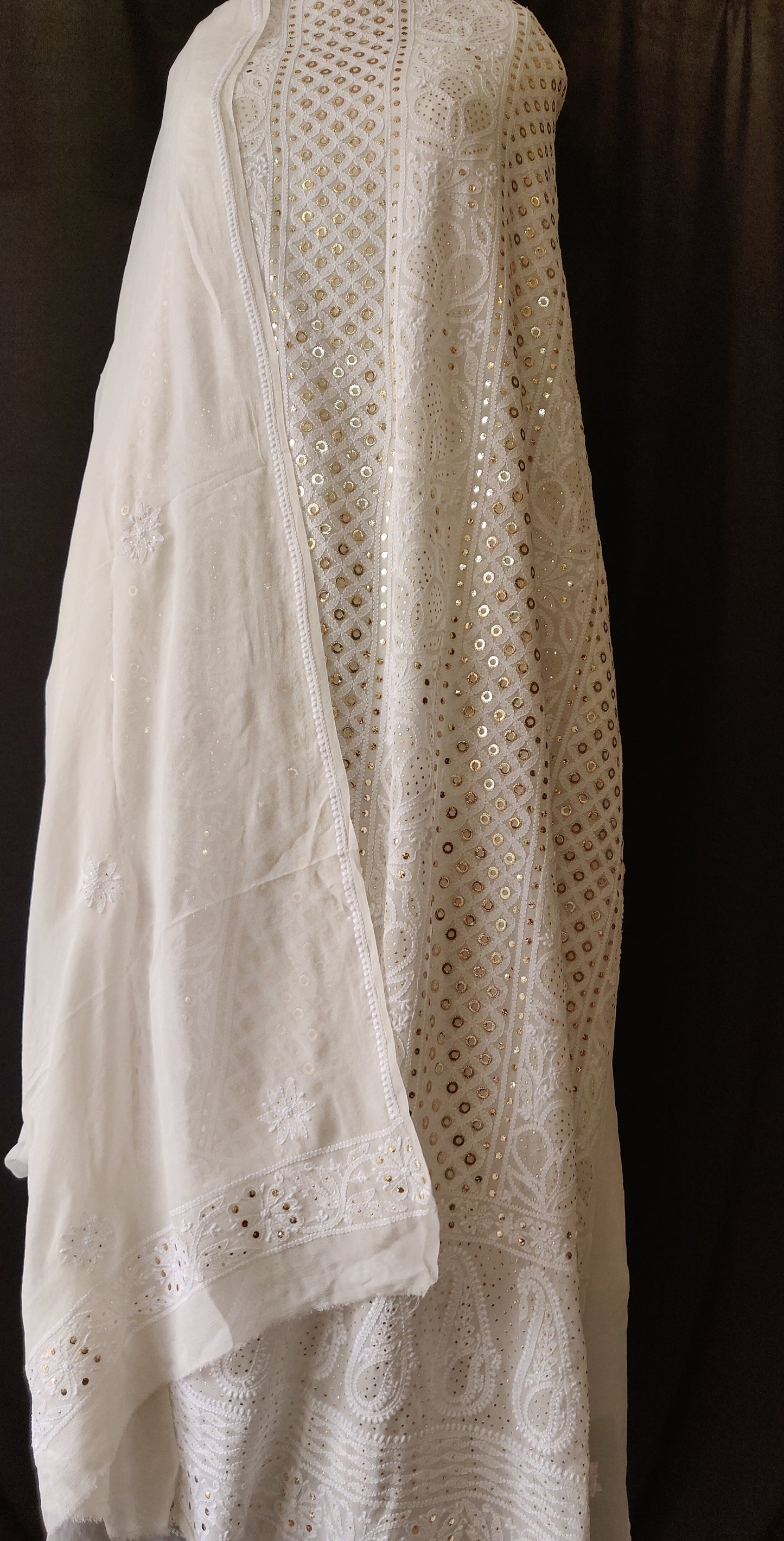 Chikankari and ring mukaish Kurta and Dupatta