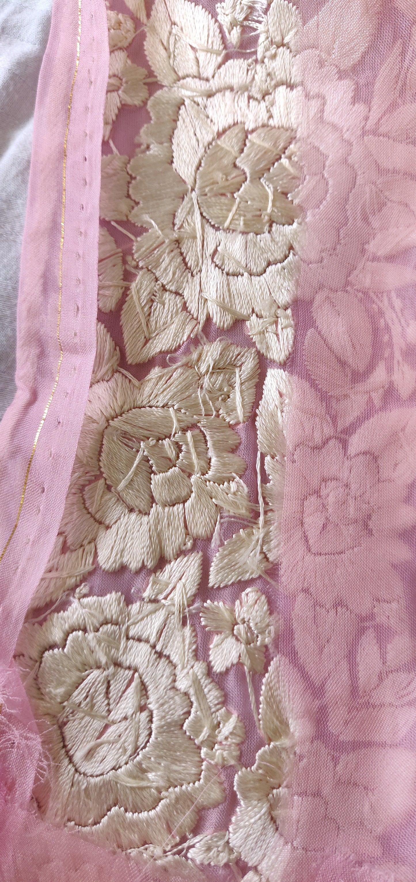 Pink hand embroidered parsi gara border