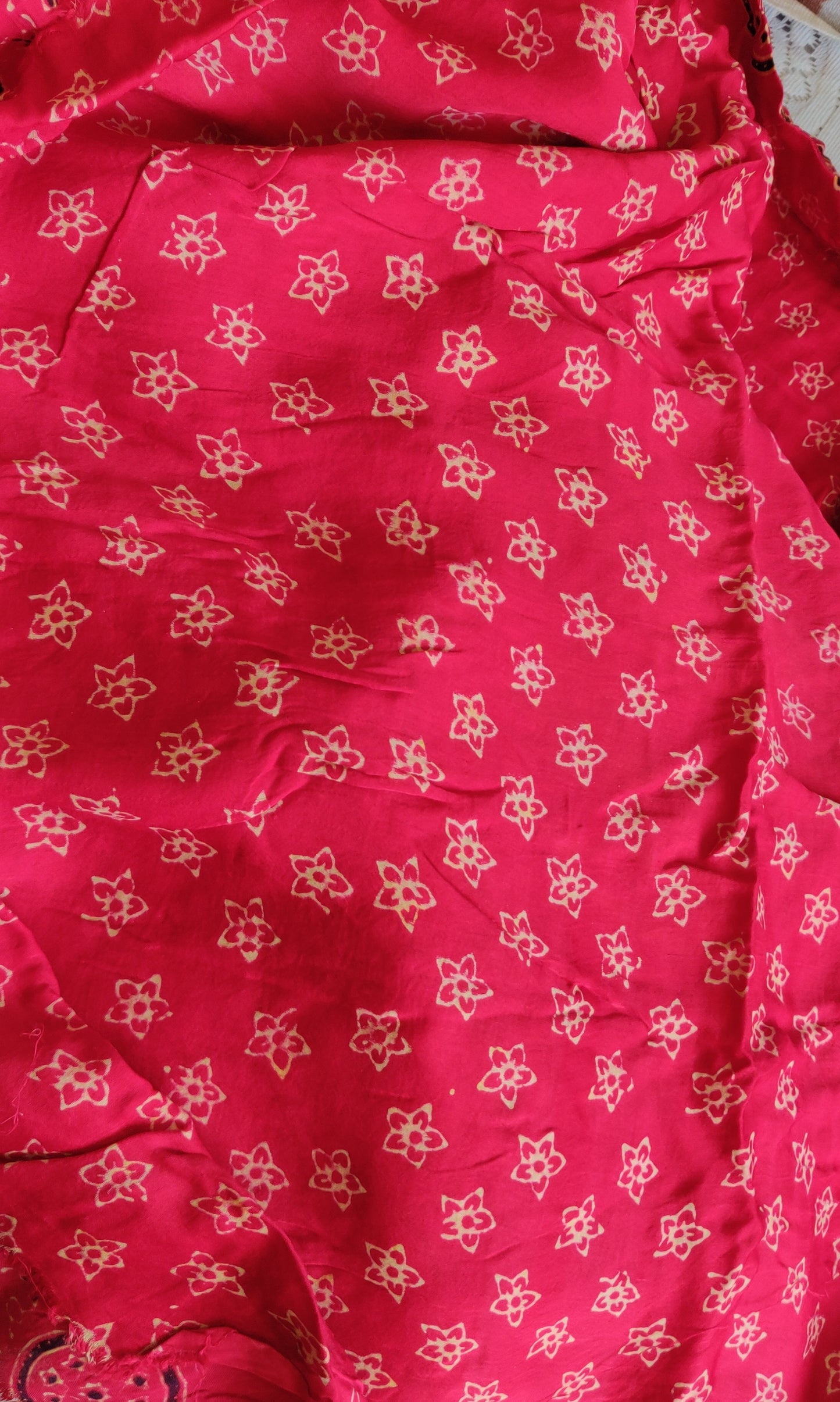 Red Modal Silk Ajrakh Hand block printed 3 piece dress material