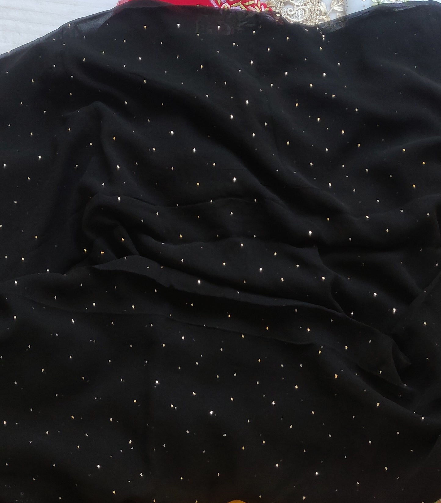 Black Parsi Gara & Allover Mukaish Kurta and Dupatta Set