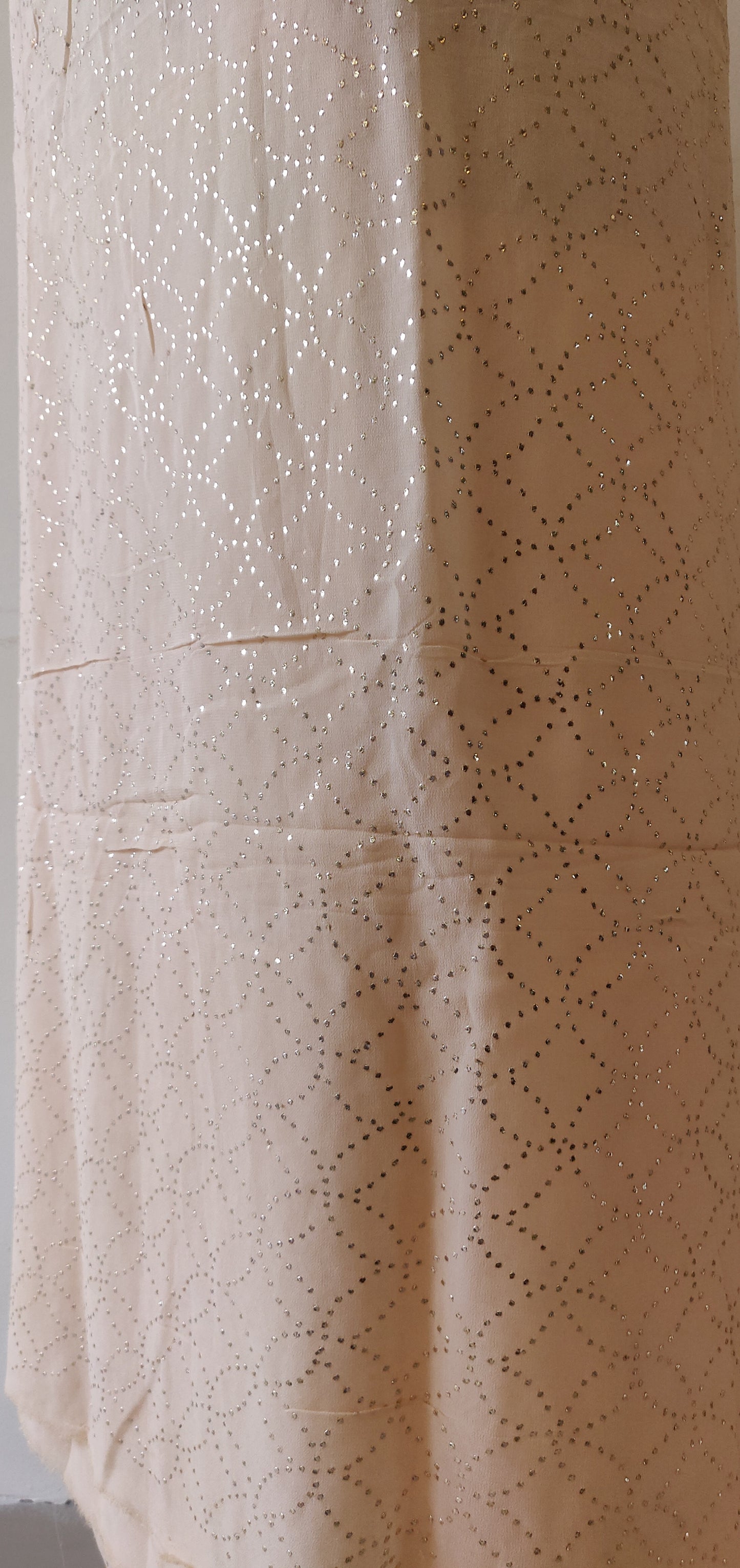 Fawn Parsi Gara & Allover Mukaish Kurta and Dupatta Set