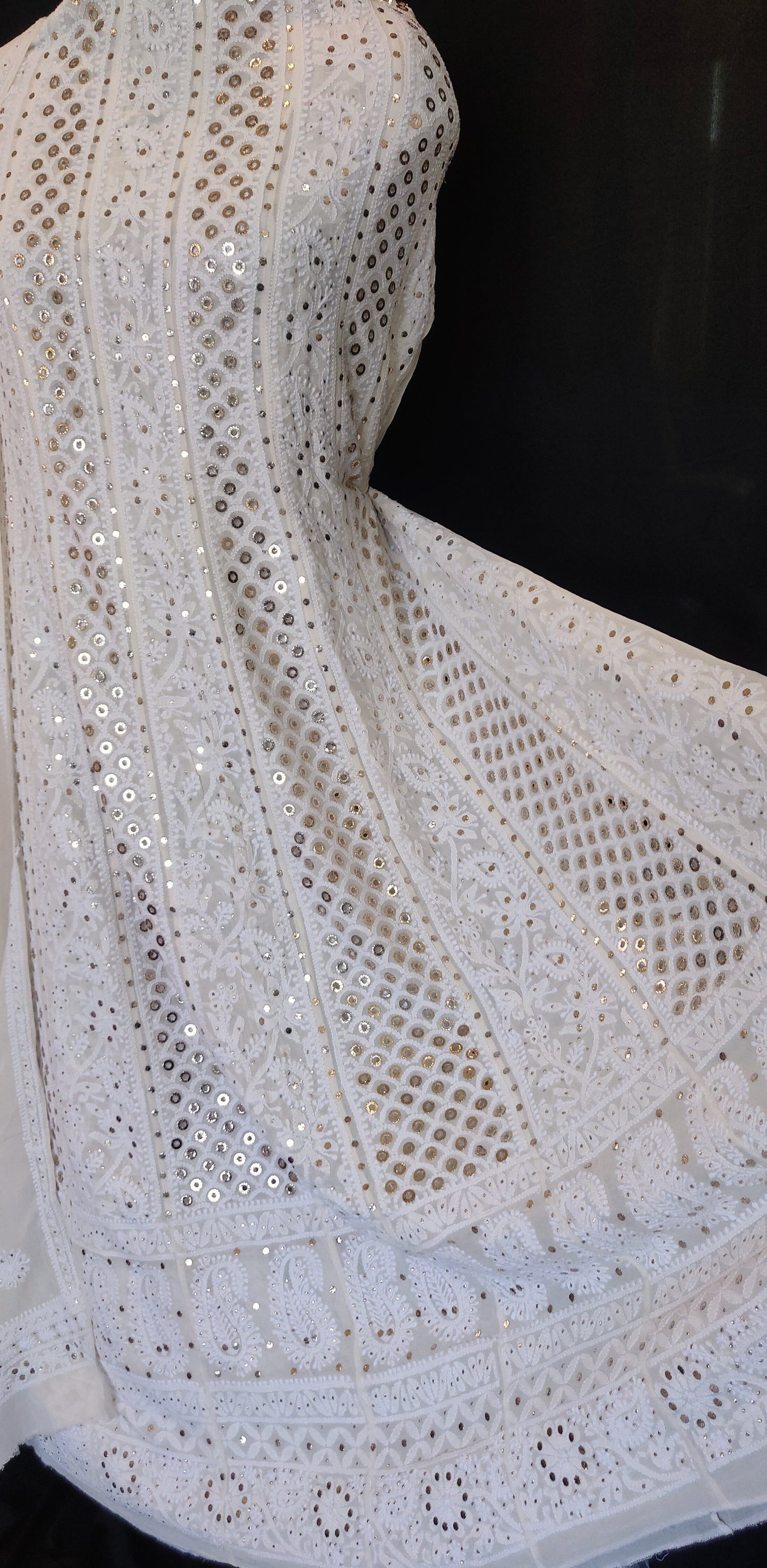 Ruhani Allover Chikankari and Heavy Ring Mukaish Anarkali with Dupatta
