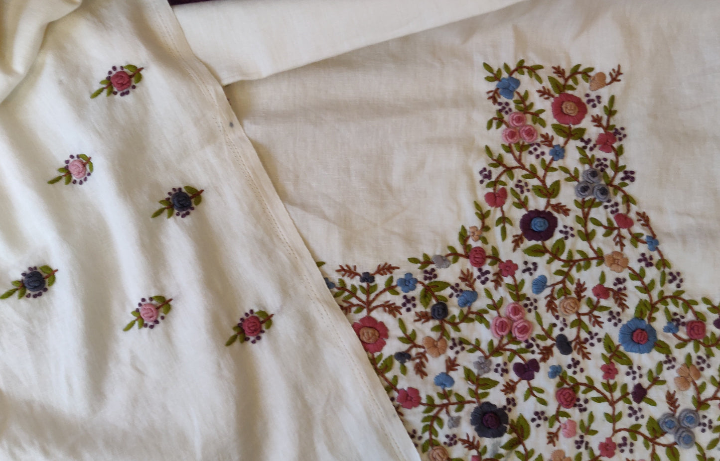 Off White multicolored hand embroidered blouse