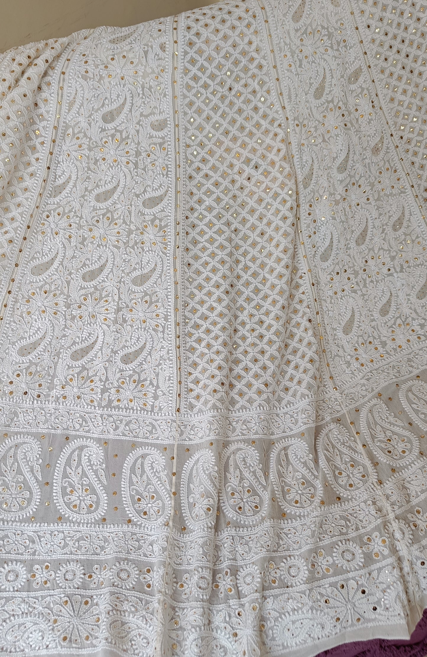 Ruhani Ivory allover Chikankari and mukaish lehenga skirt