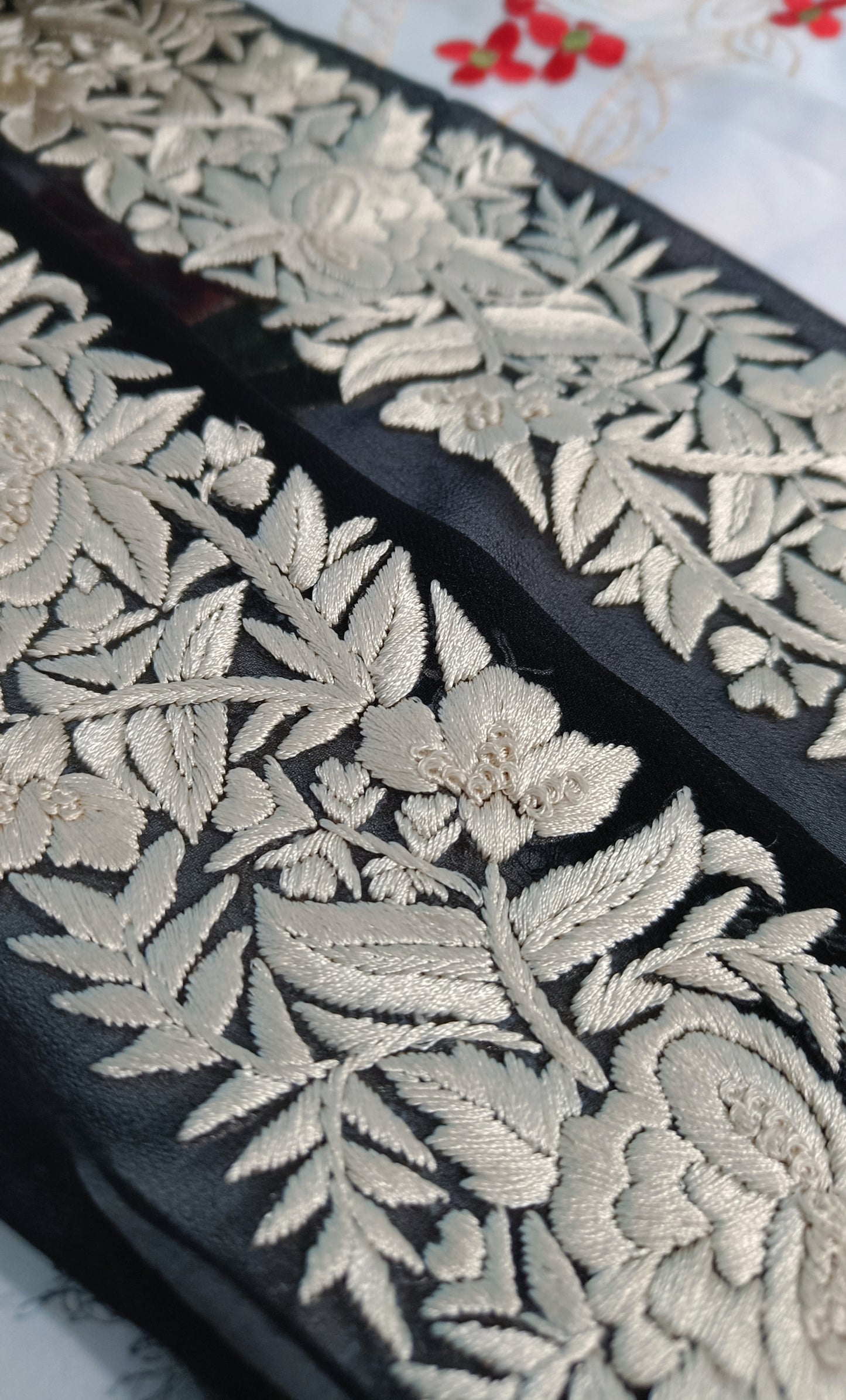 Black hand embroidered parsi gara border
