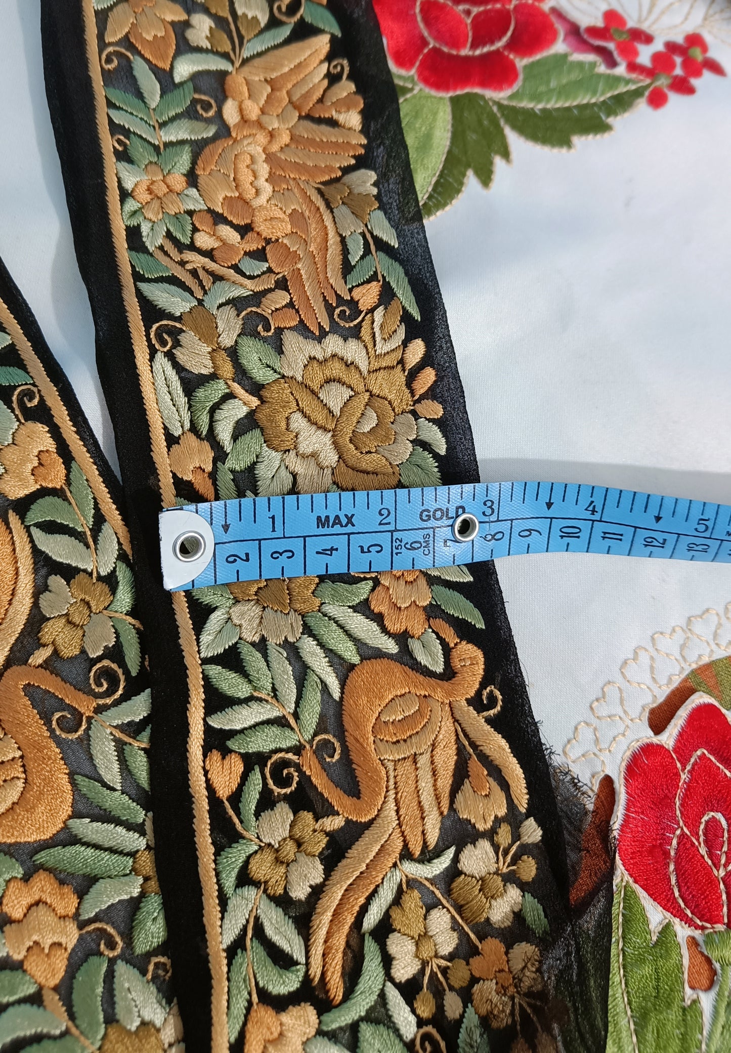 Black hand embroidered parsi gara border