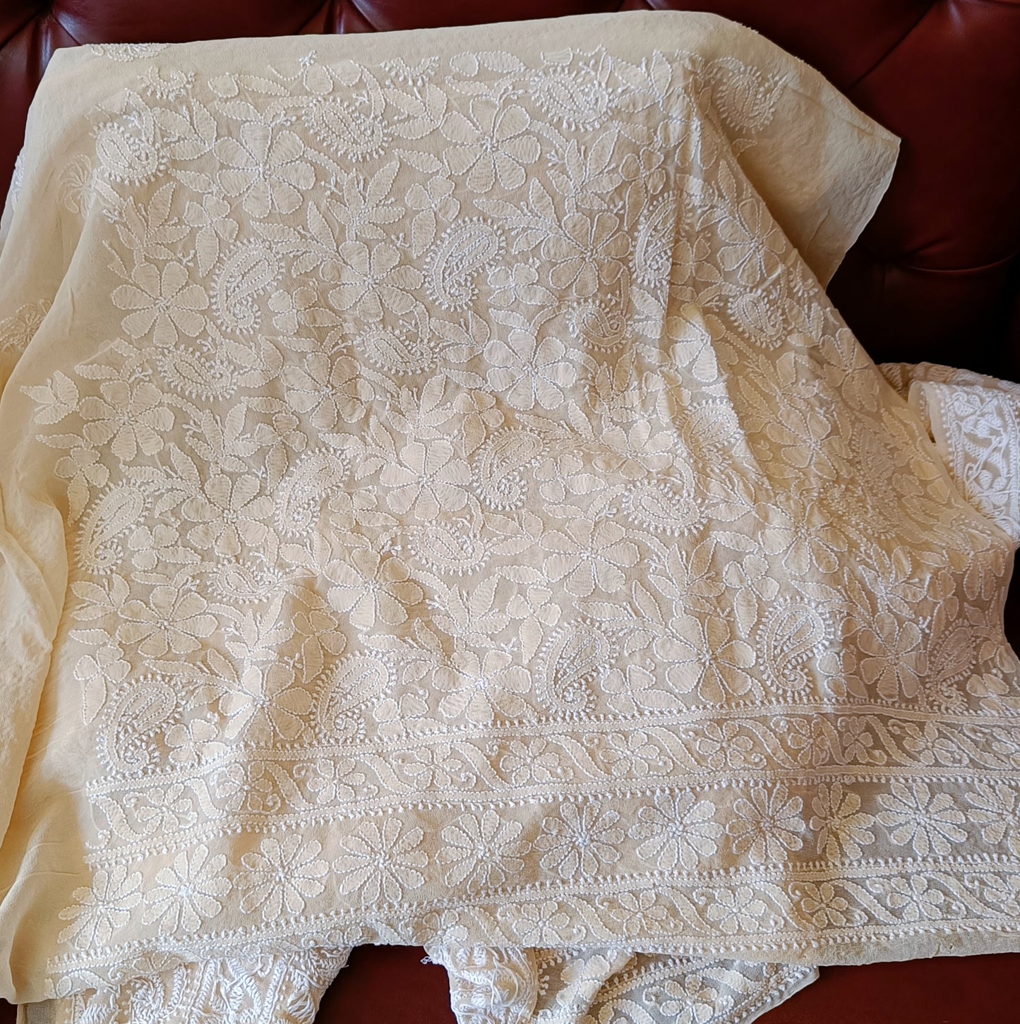 Ruhani Cream Allover Fine Chikankari Lehenga Set