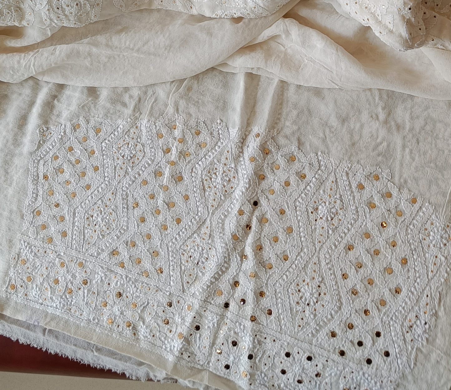 Ruhani Ivory Allover Chikankari and Mukaish Saree