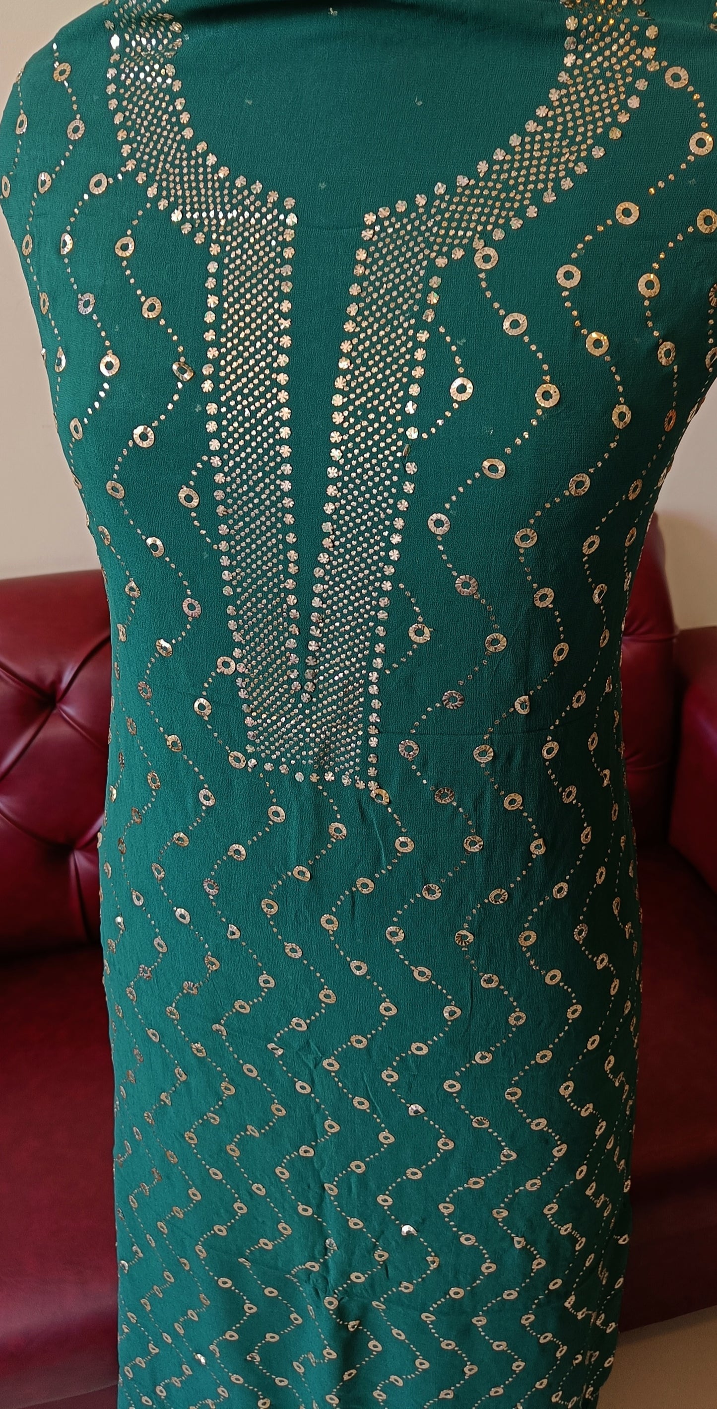 Green Allover Mukaish Work Kurta and Dupatta Set