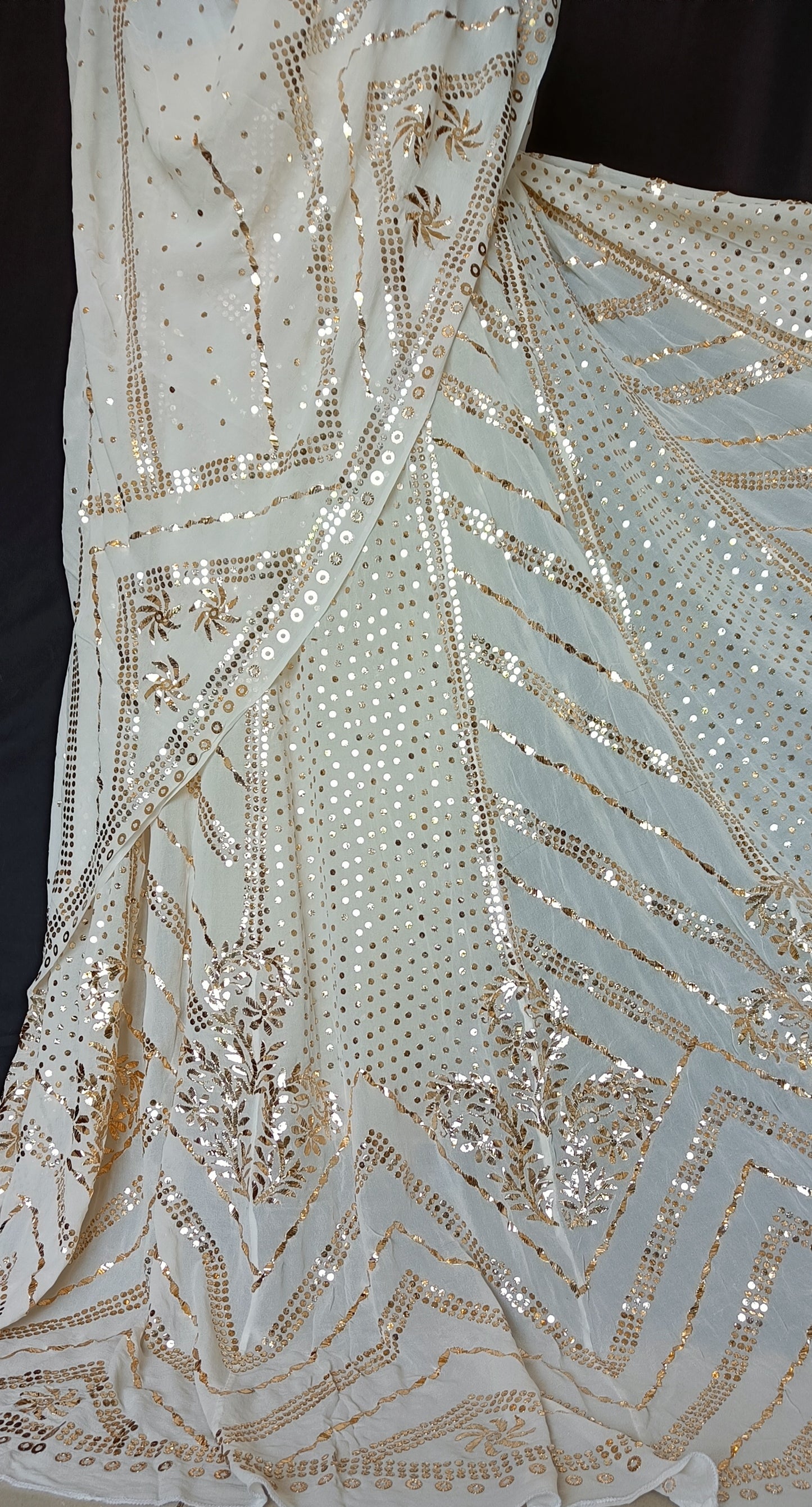 Ruhani Ivory Heavy Badla and Mukaish Pure Georgette Wedding Lehenga Set