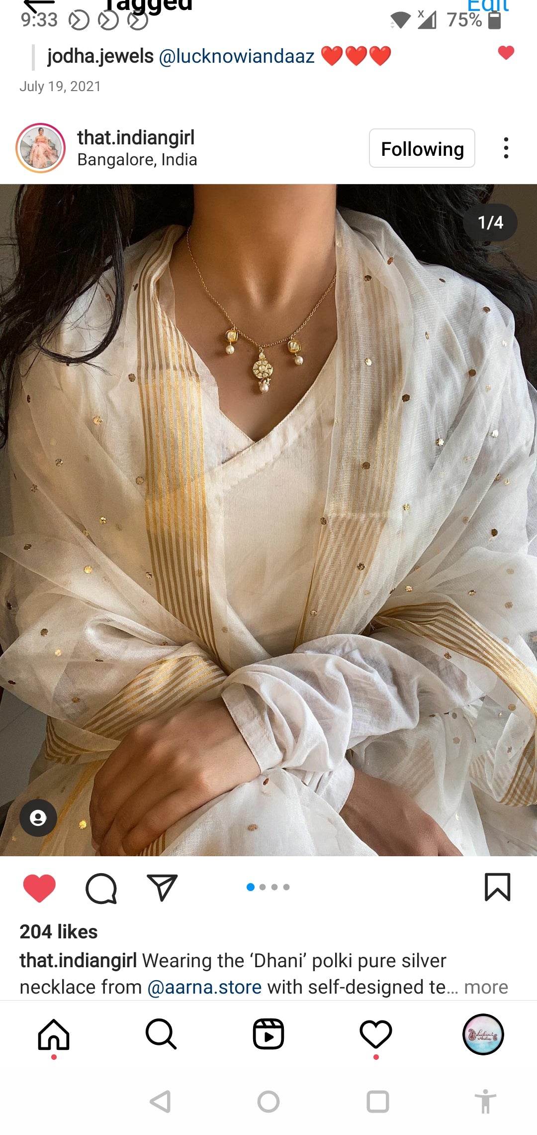 Off white Organza dupatta with allover mukaish