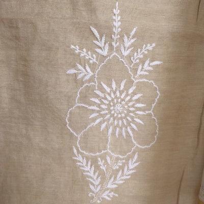 Beige Tissue chanderi fine Chikankari Kurta and Dupatta - Lucknowi Andaaz
