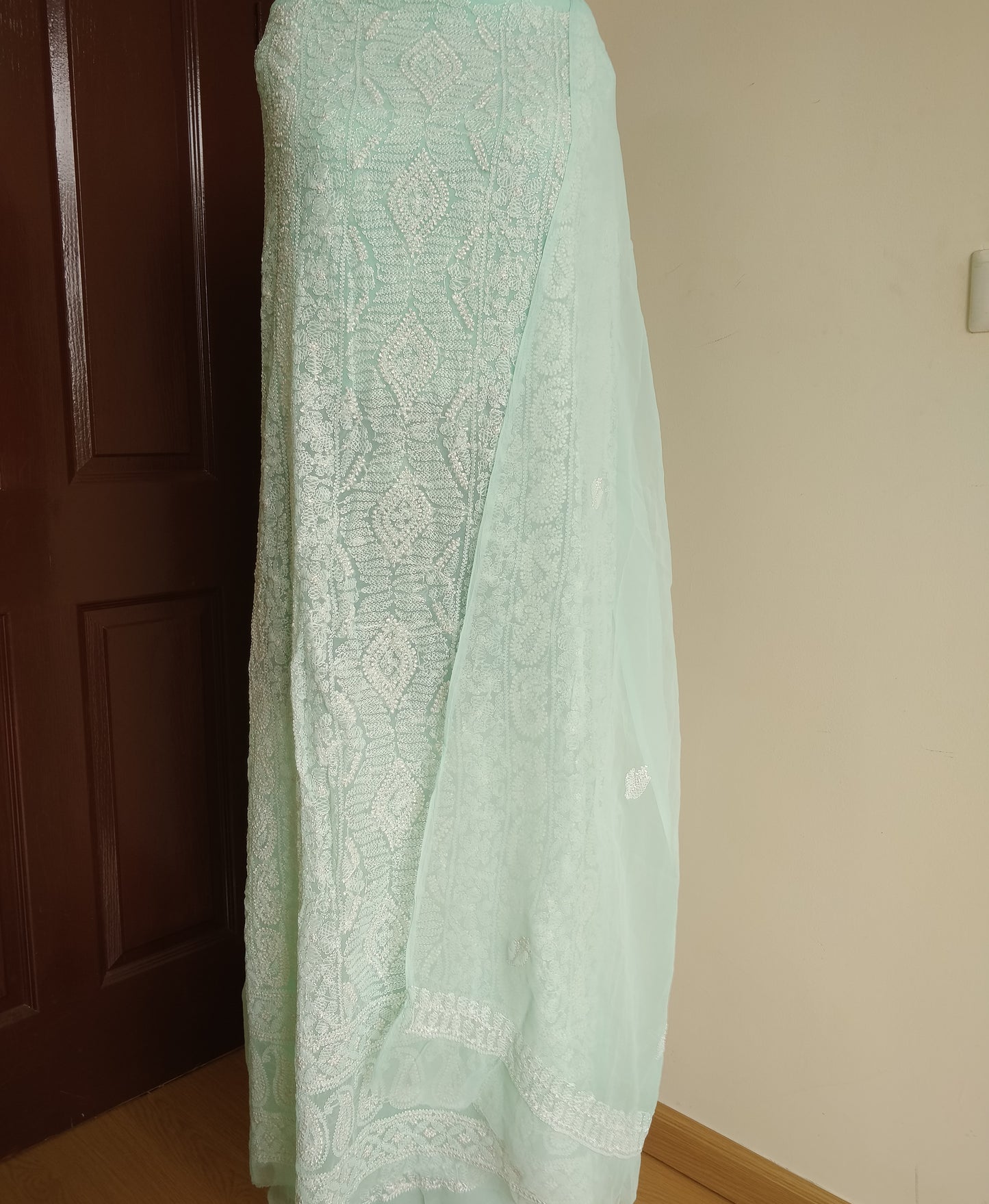 Sea Green resham Chikankari semi georgette suit