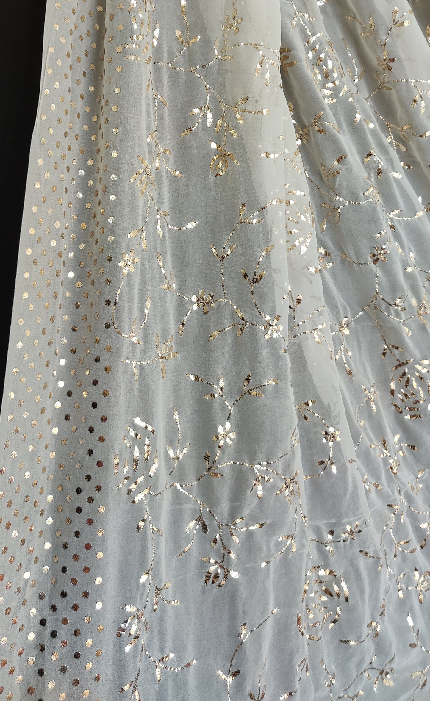 Ruhani allover heavy badla and MUKAISH Gulaab pattern pure georgette dupatta