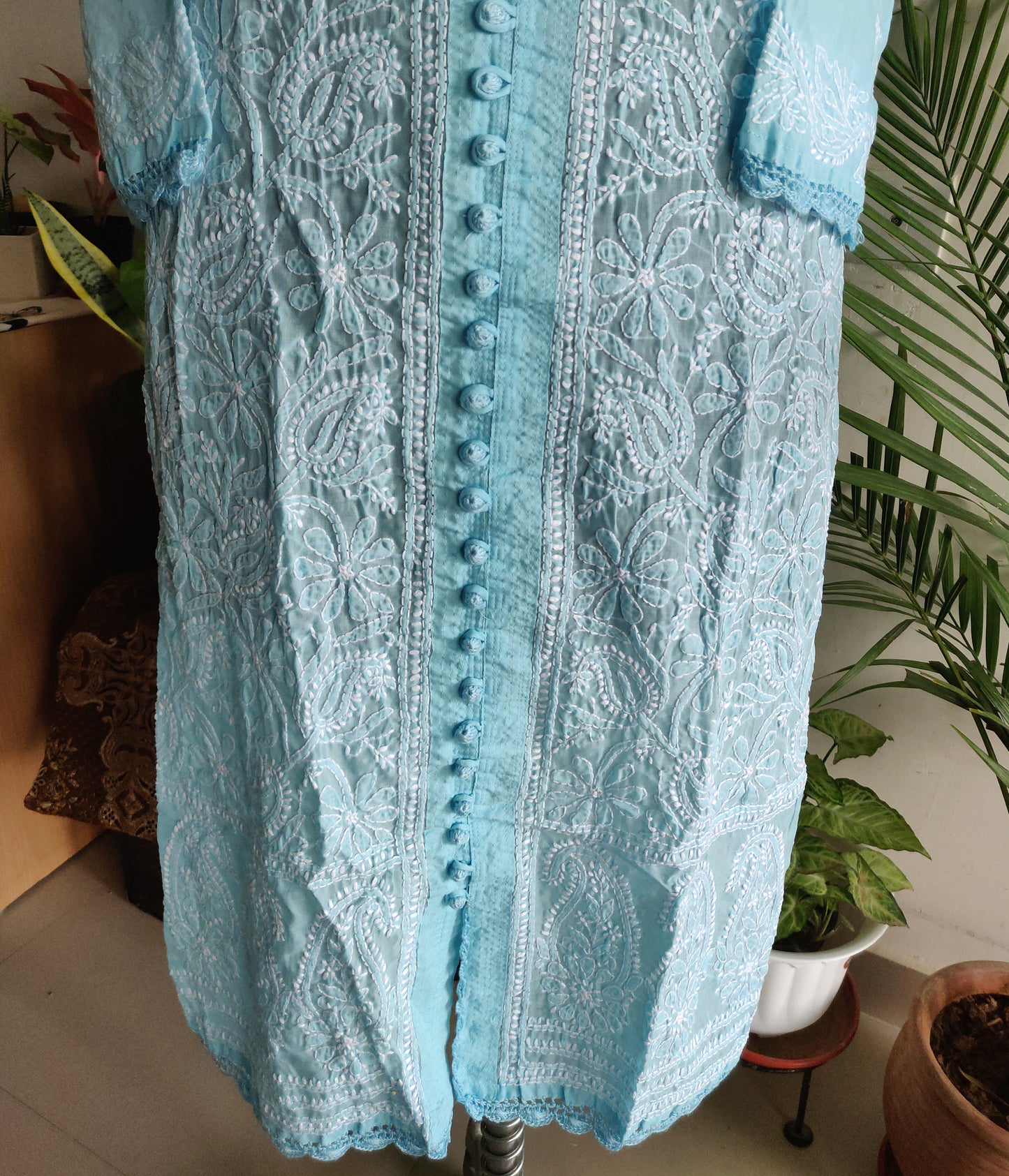 Sky blue cotton Chikankari kurti Size 40