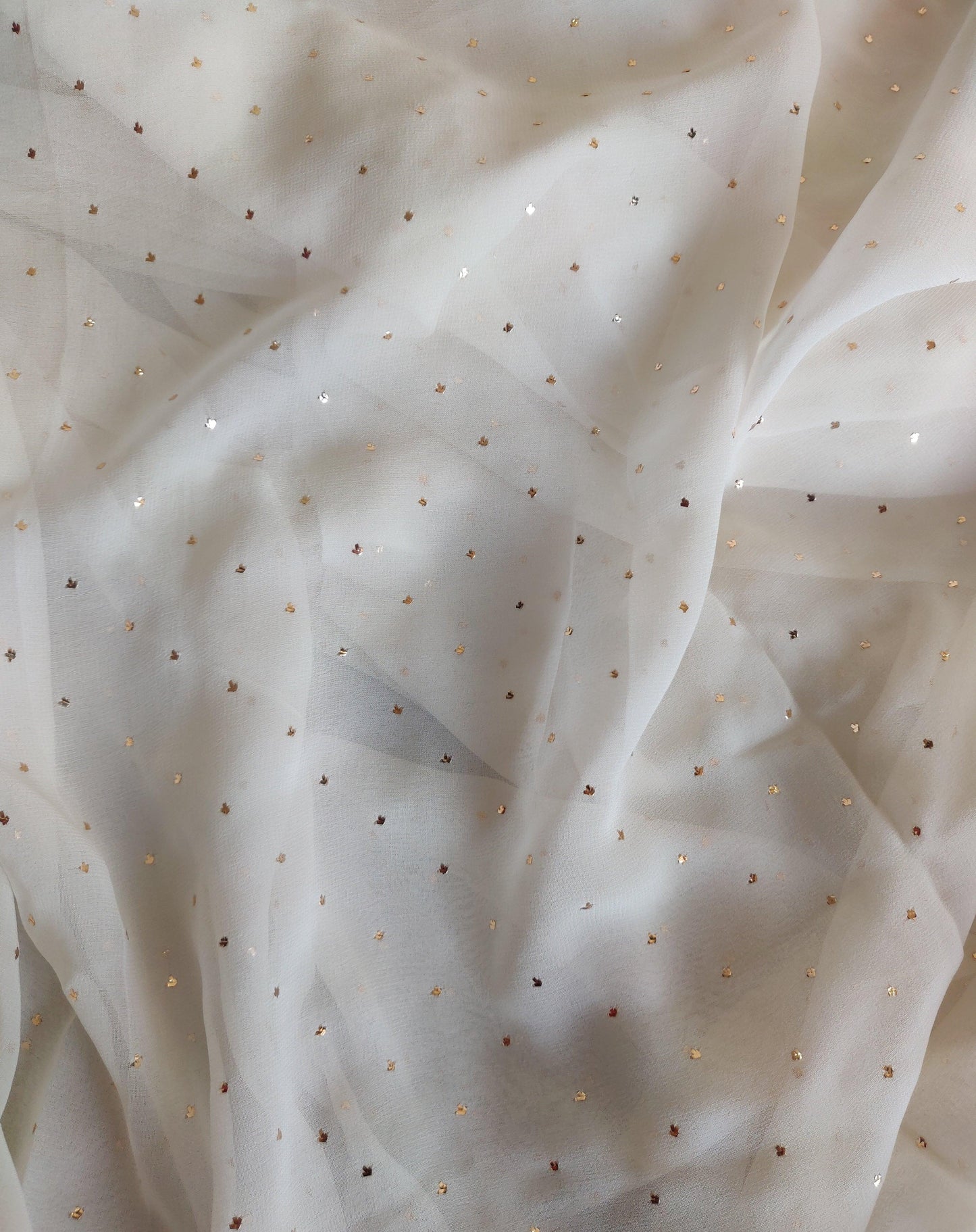 Ivory pure georgette allover mukaish running material - Lucknowi Andaaz